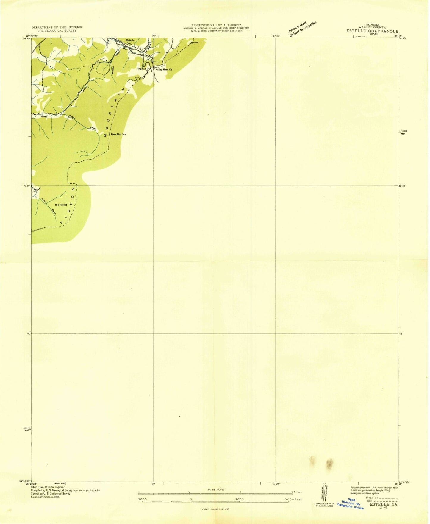 Classic USGS LaFayette Georgia 7.5'x7.5' Topo Map Image