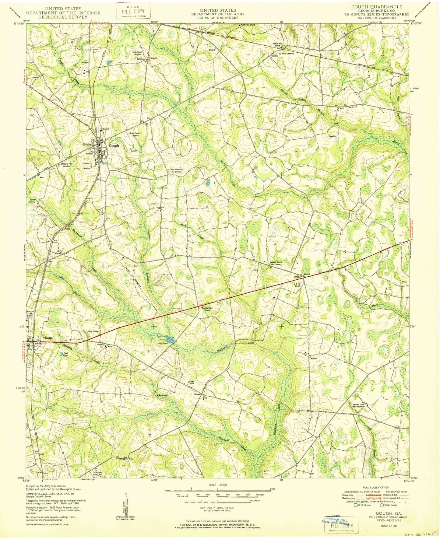Classic USGS Gough Georgia 7.5'x7.5' Topo Map Image