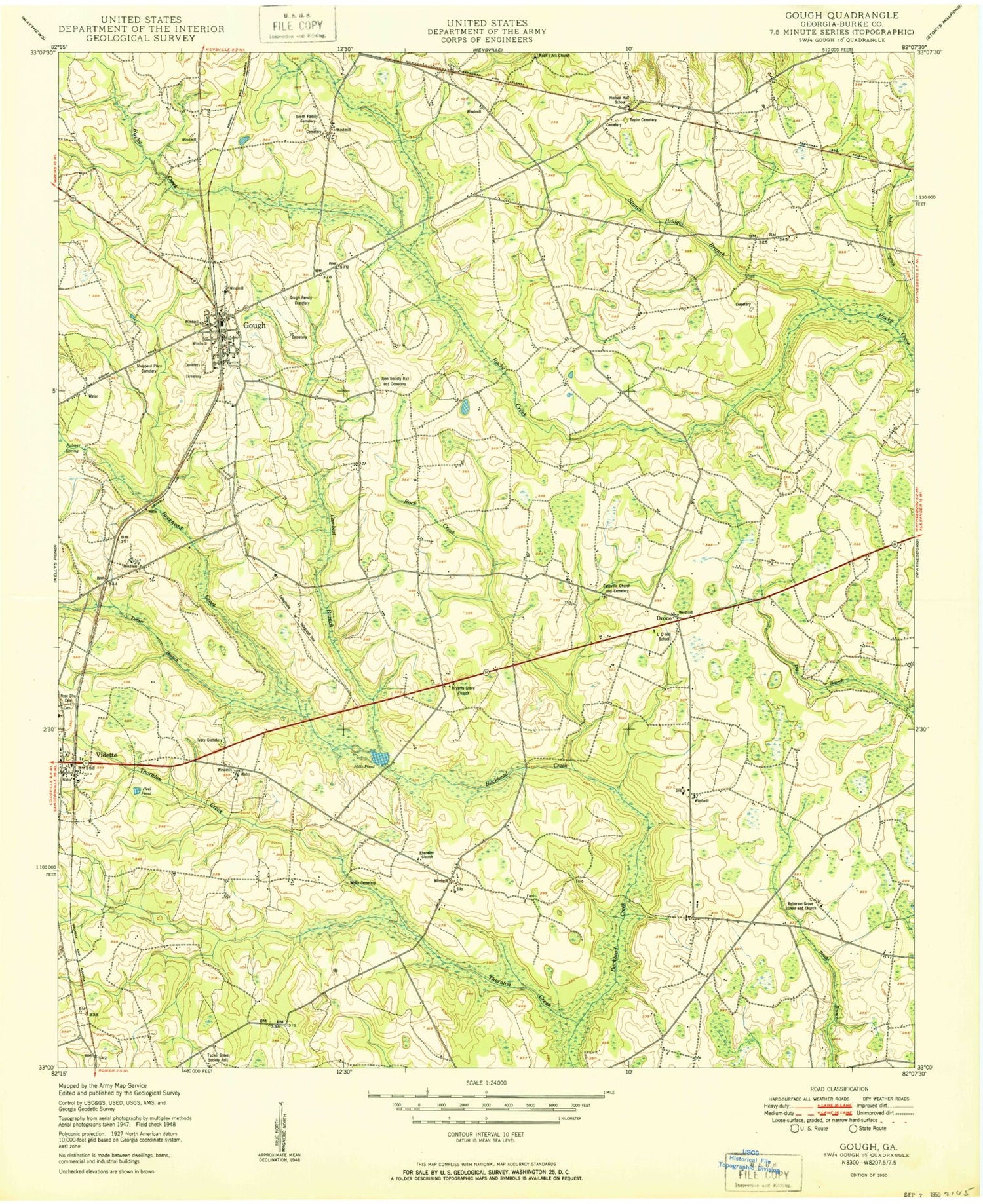 Classic USGS Gough Georgia 7.5'x7.5' Topo Map Image