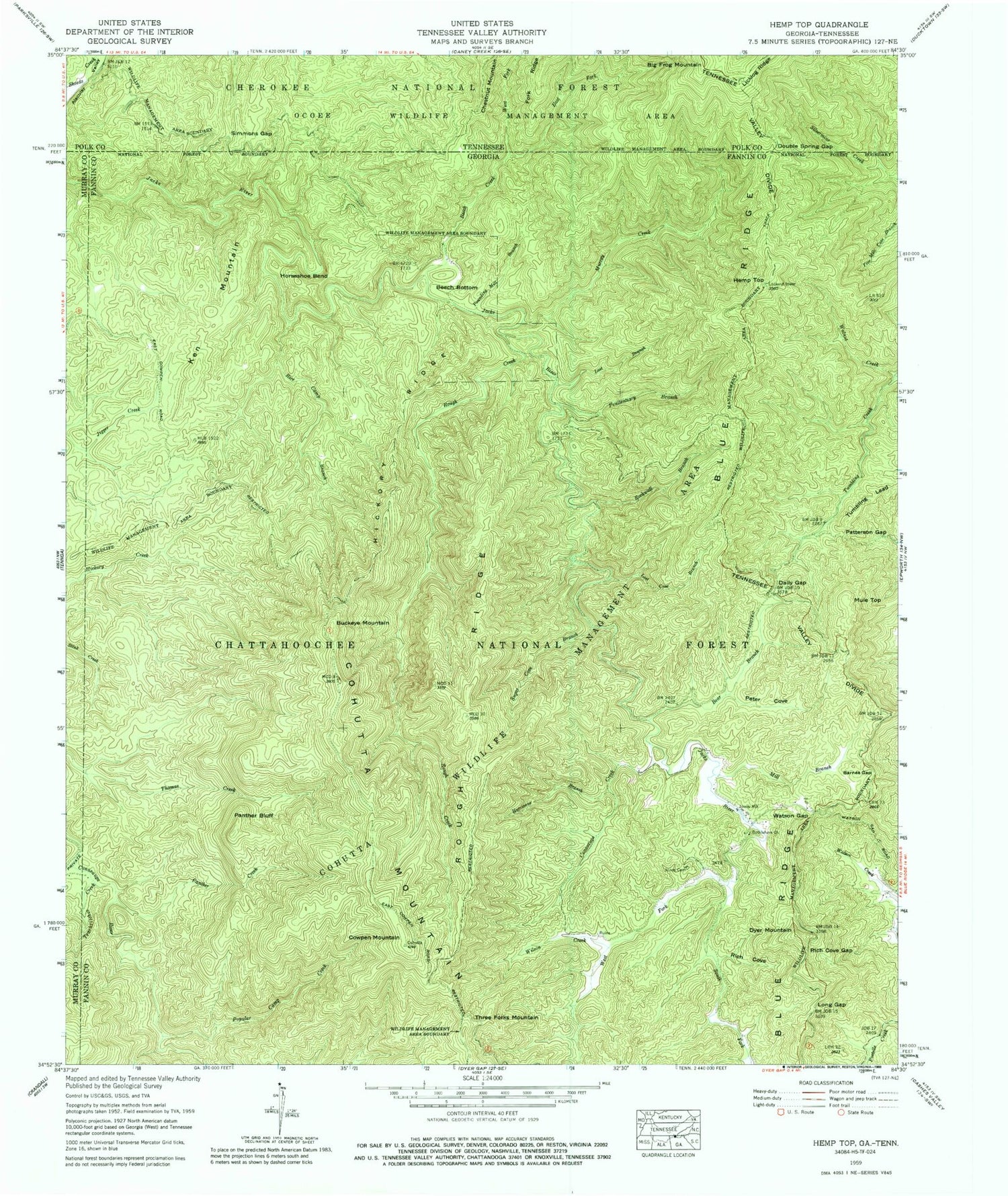 USGS Classic Hemp Top Georgia 7.5'x7.5' Topo Map Image