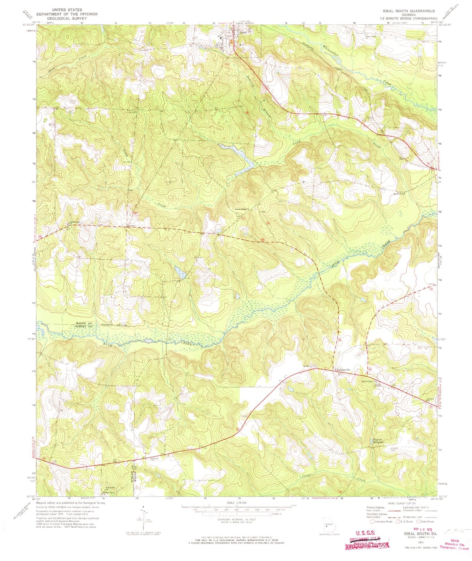 Classic USGS Ideal South Georgia 7.5'x7.5' Topo Map Image