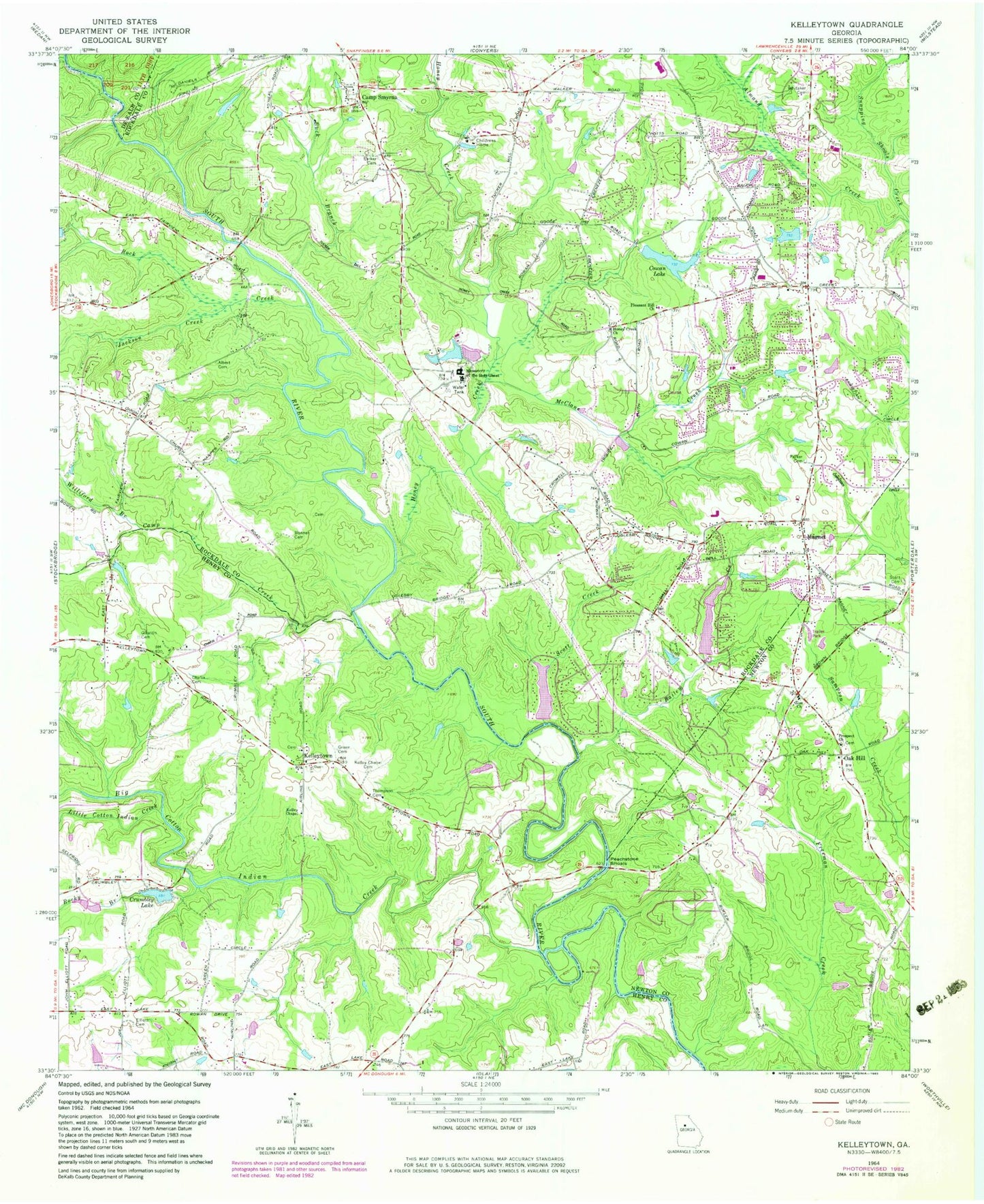 Classic USGS Kelleytown Georgia 7.5'x7.5' Topo Map Image