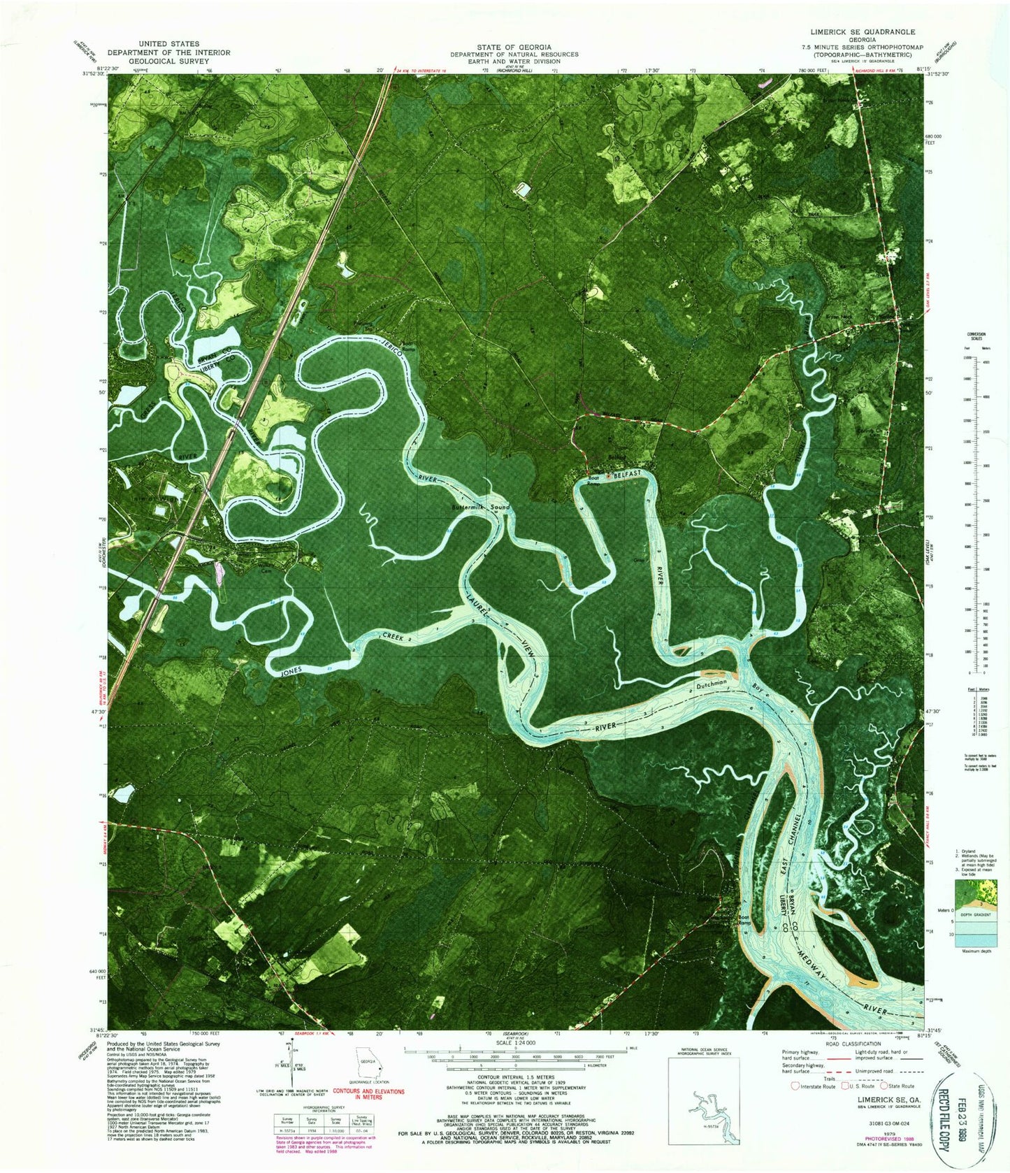Classic USGS Limerick SE Georgia 7.5'x7.5' Topo Map Image