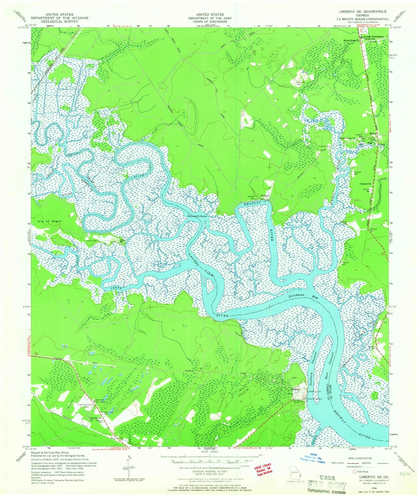 Classic USGS Limerick SE Georgia 7.5'x7.5' Topo Map Image