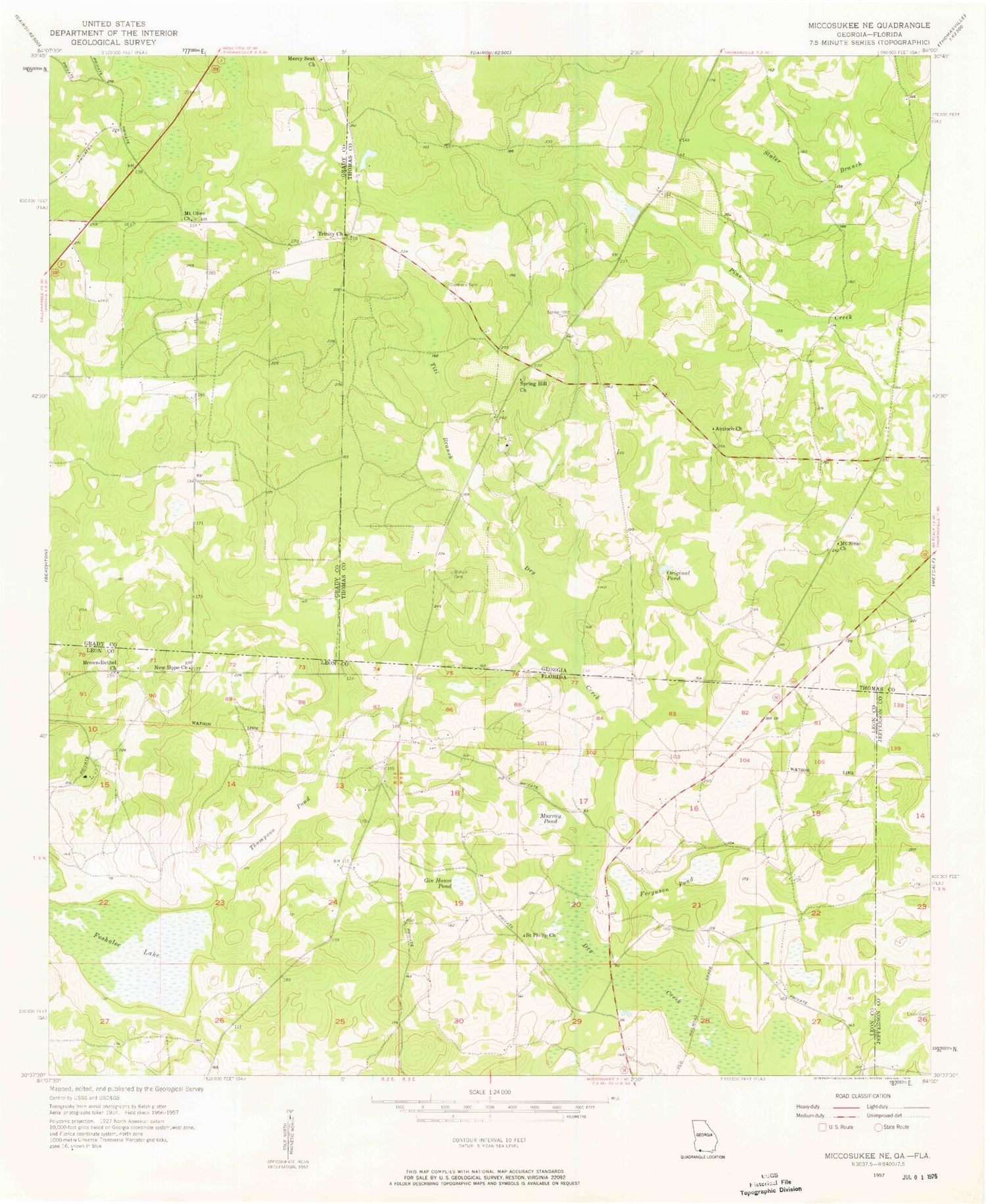 Classic USGS Miccosukee NE Georgia 7.5'x7.5' Topo Map Image