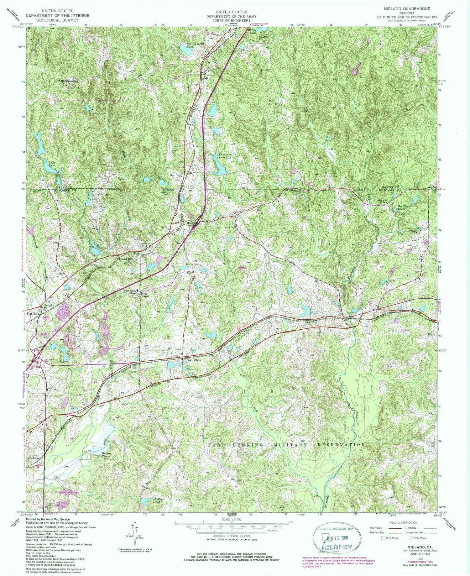 Classic USGS Midland Georgia 7.5'x7.5' Topo Map Image