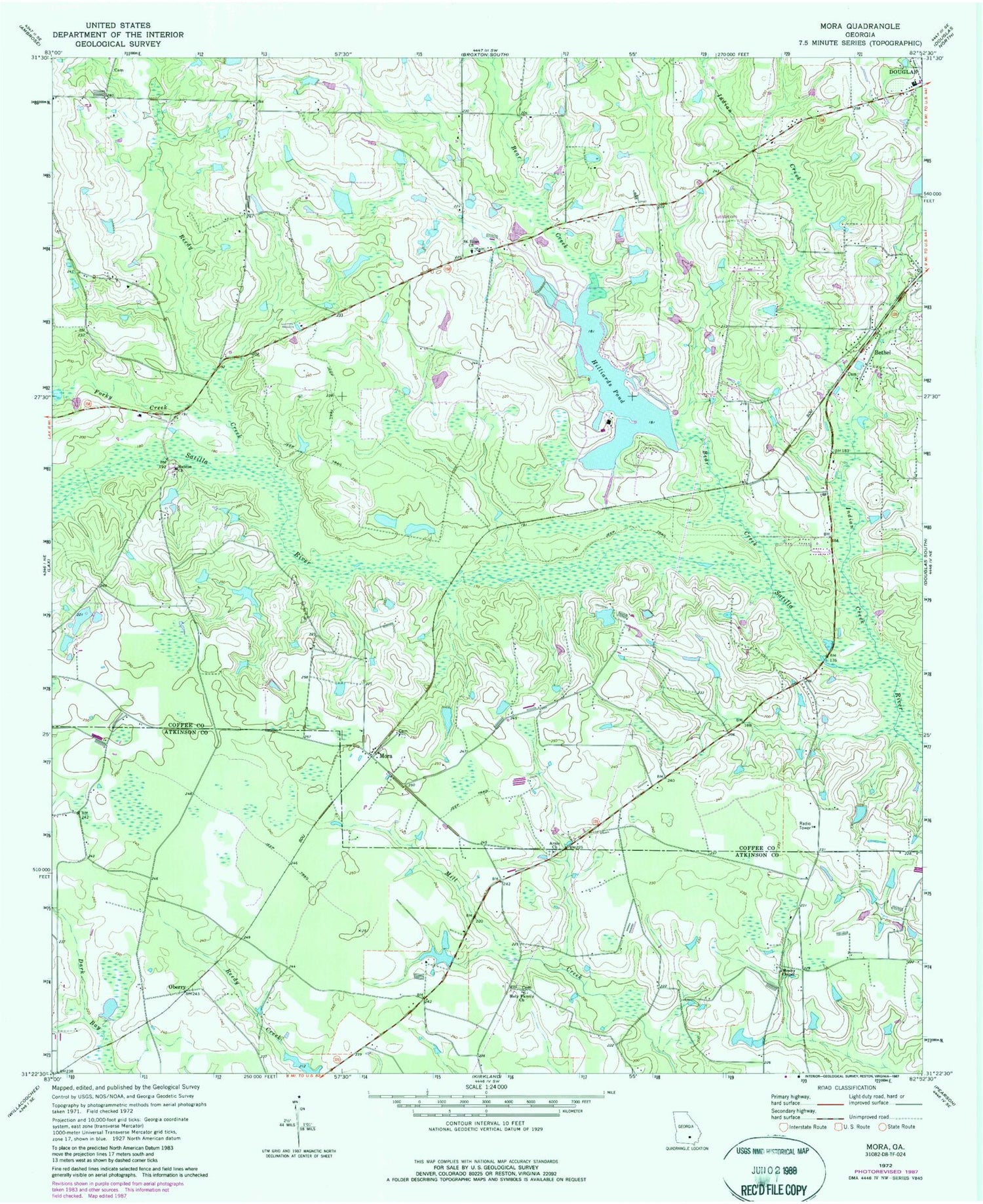 Classic USGS Mora Georgia 7.5'x7.5' Topo Map Image