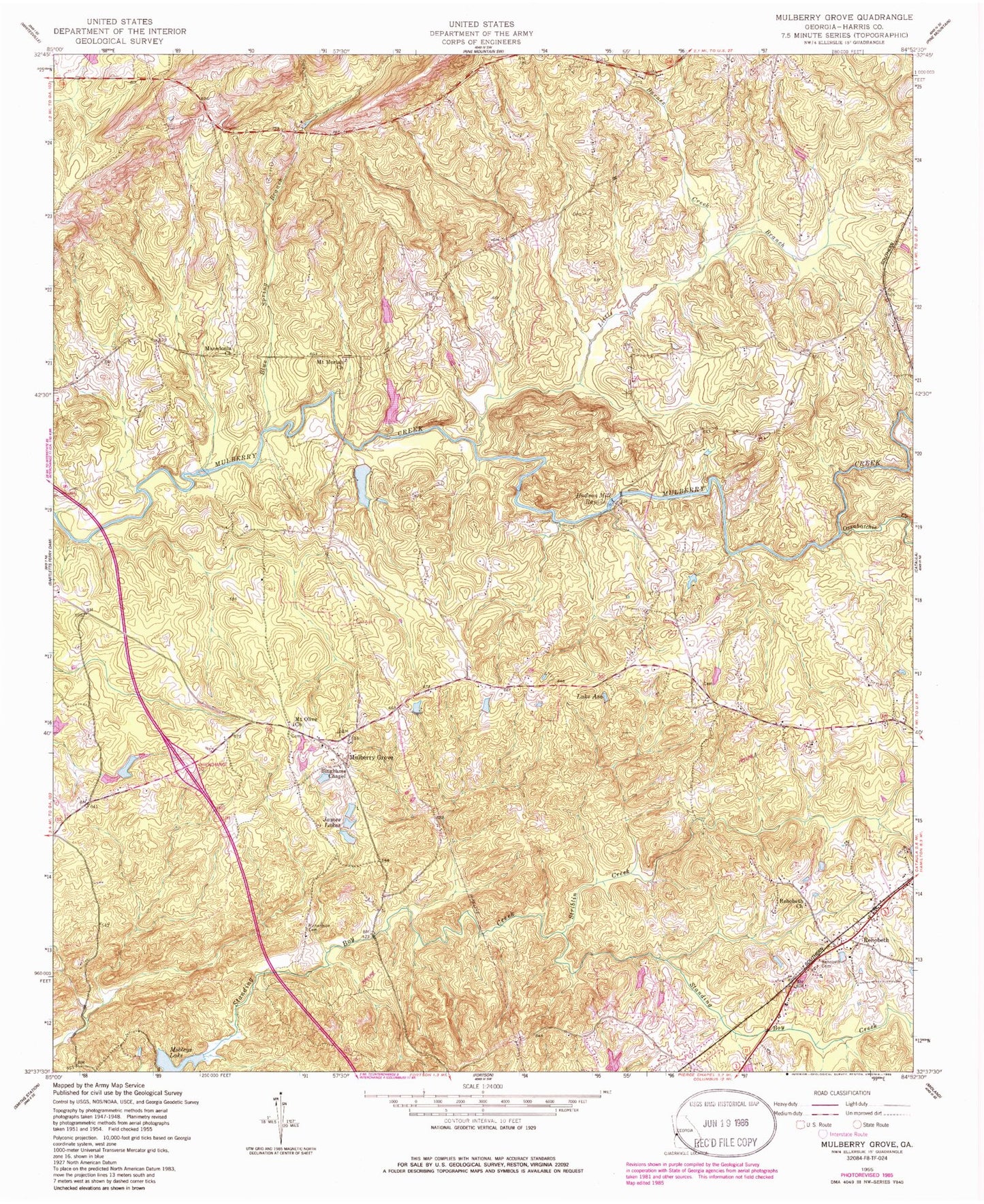 Classic USGS Mulberry Grove Georgia 7.5'x7.5' Topo Map Image