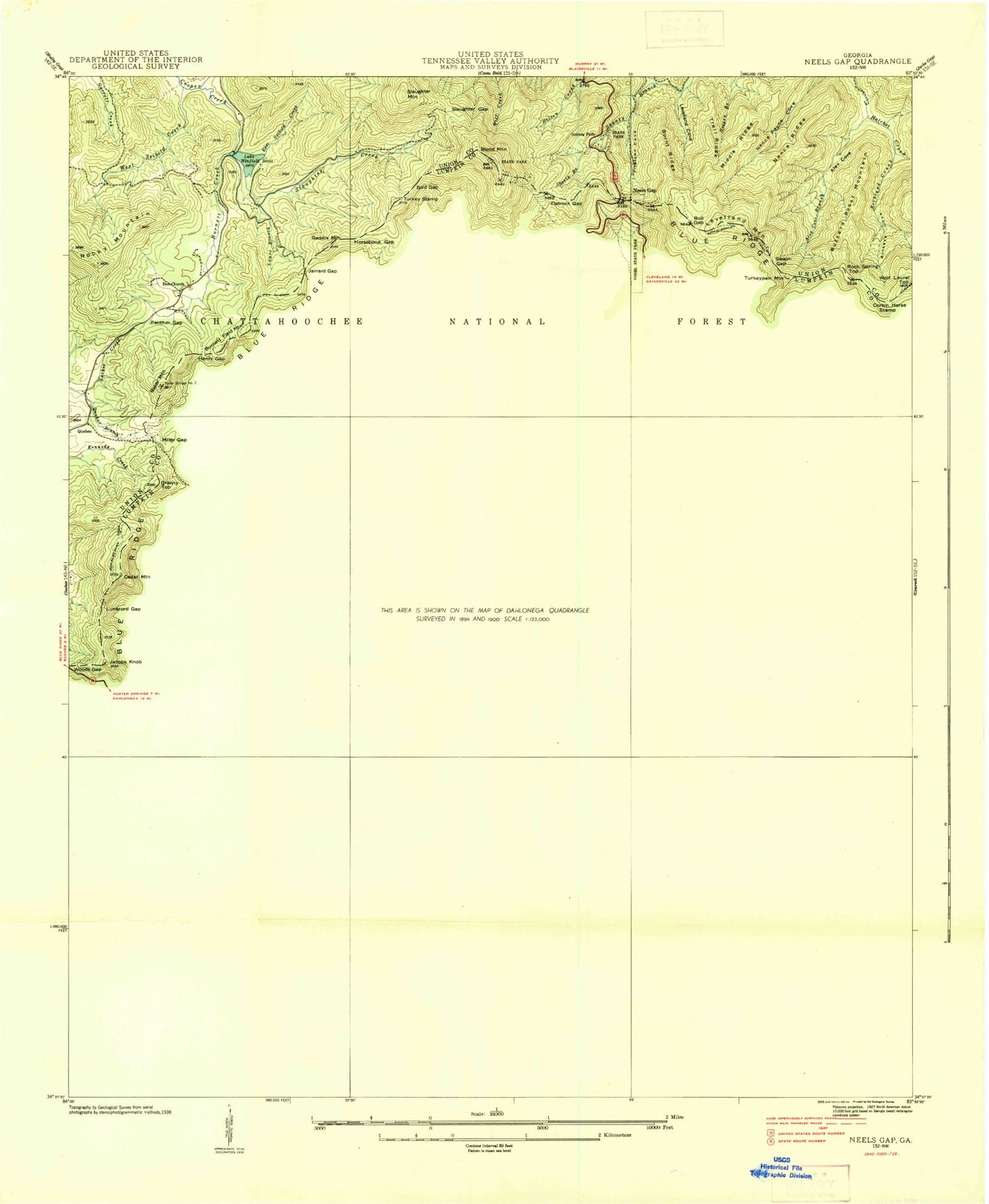 USGS Classic Neels Gap Georgia 7.5'x7.5' Topo Map Image