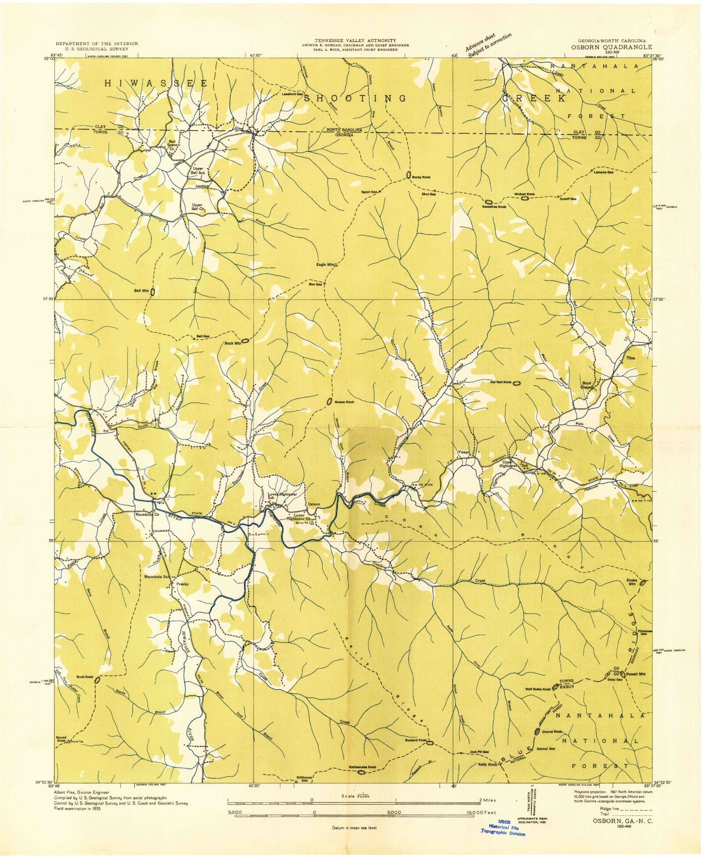 Classic USGS Macedonia Georgia 7.5'x7.5' Topo Map Image