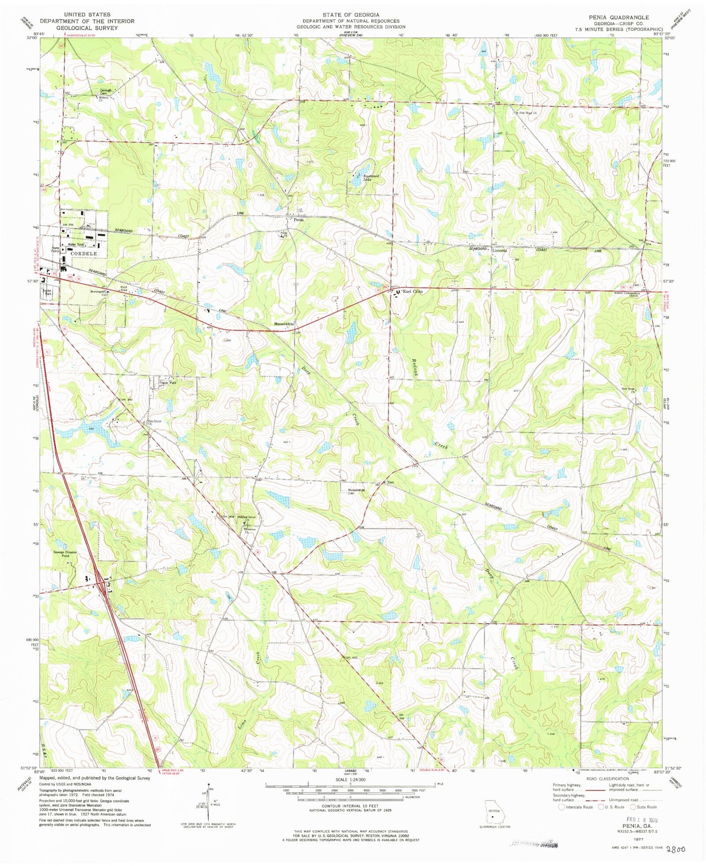 Classic USGS Penia Georgia 7.5'x7.5' Topo Map Image