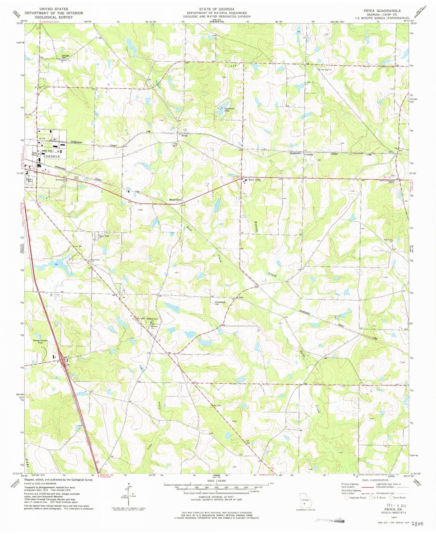 Classic USGS Penia Georgia 7.5'x7.5' Topo Map Image