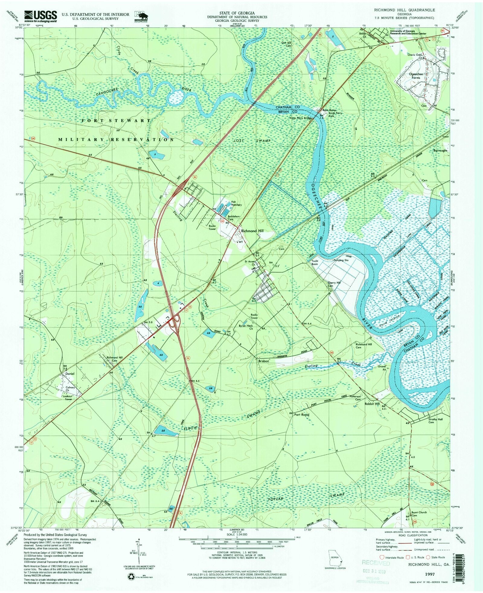 Classic USGS Richmond Hill 7.5'x7.5' Topo Map MyTopo Map Store