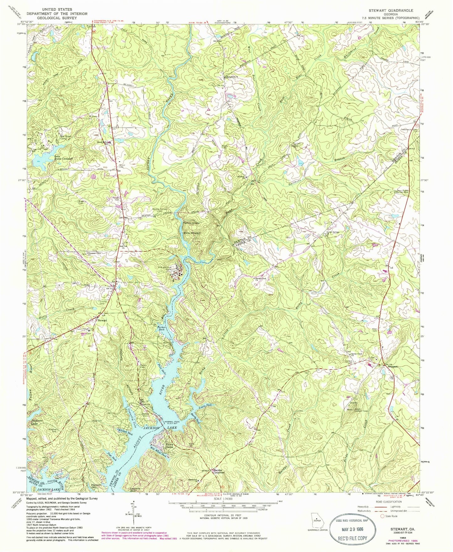 Classic USGS Stewart Georgia 7.5'x7.5' Topo Map Image