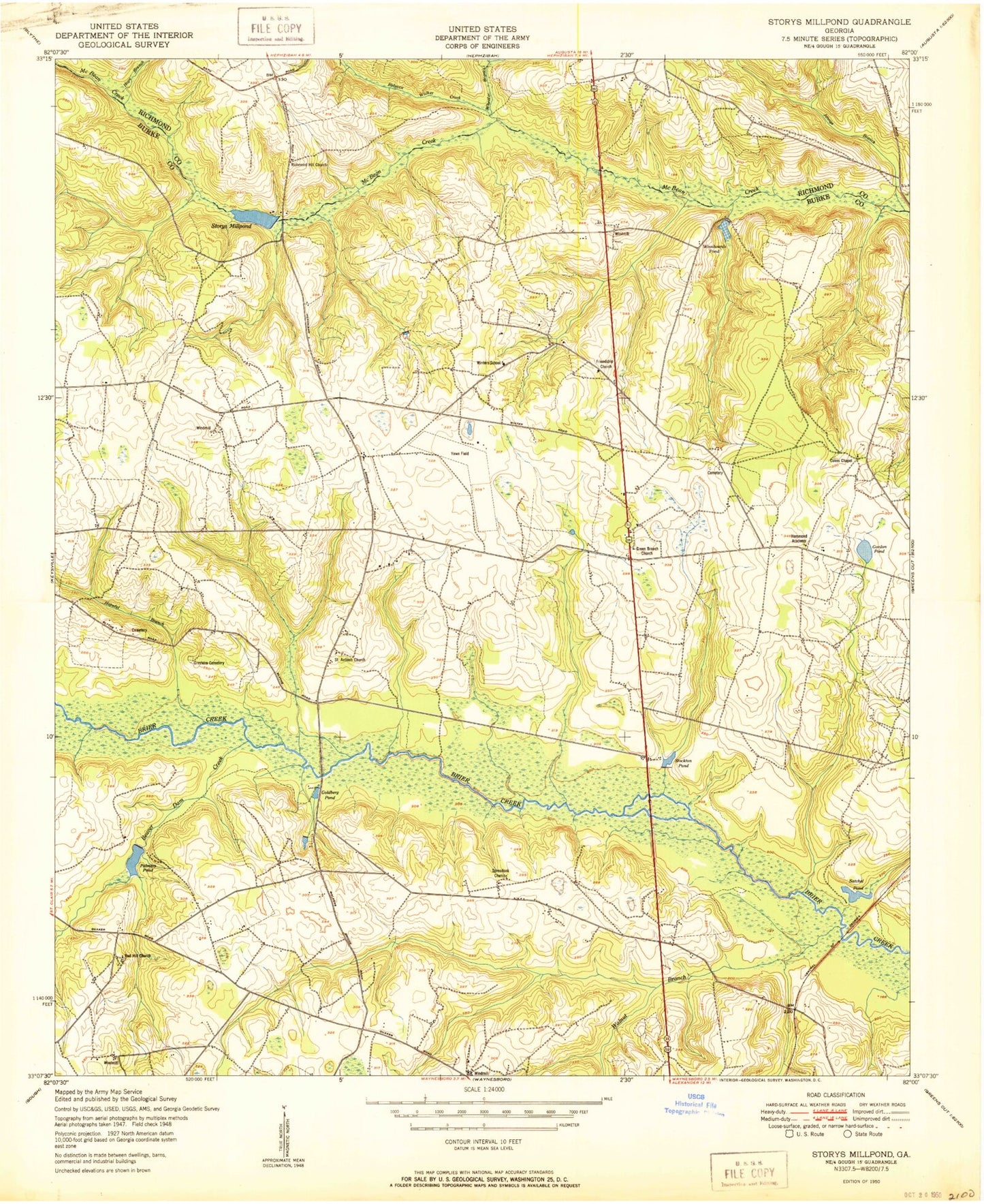 Classic USGS Storys Millpond Georgia 7.5'x7.5' Topo Map Image