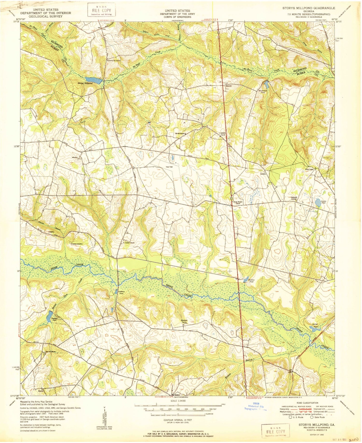 Classic USGS Storys Millpond Georgia 7.5'x7.5' Topo Map Image