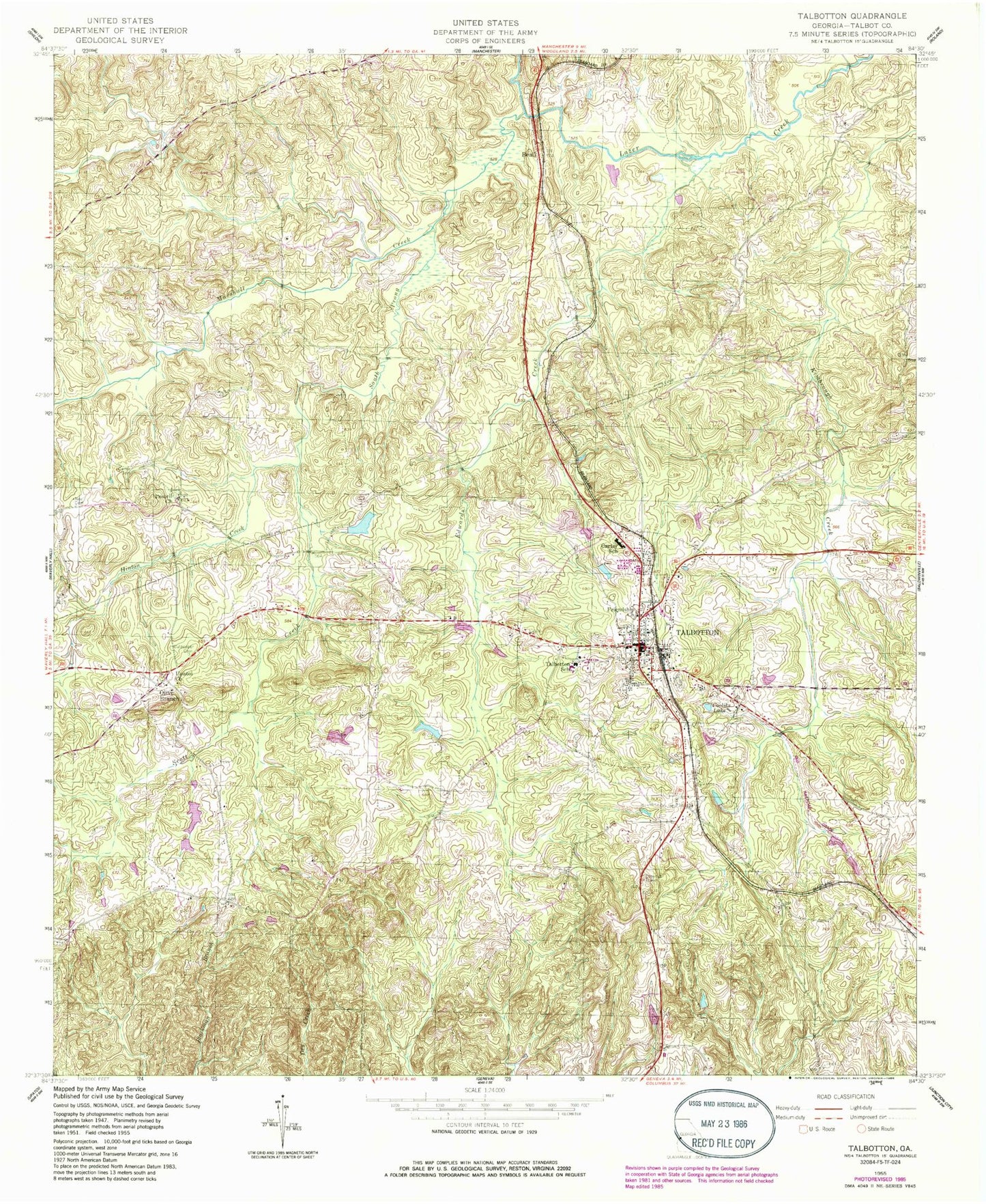 Classic USGS Talbotton Georgia 7.5'x7.5' Topo Map Image