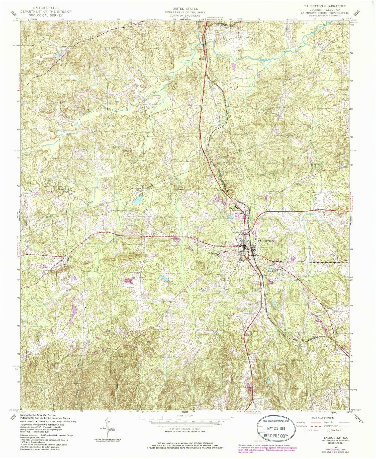 Classic USGS Talbotton Georgia 7.5'x7.5' Topo Map Image