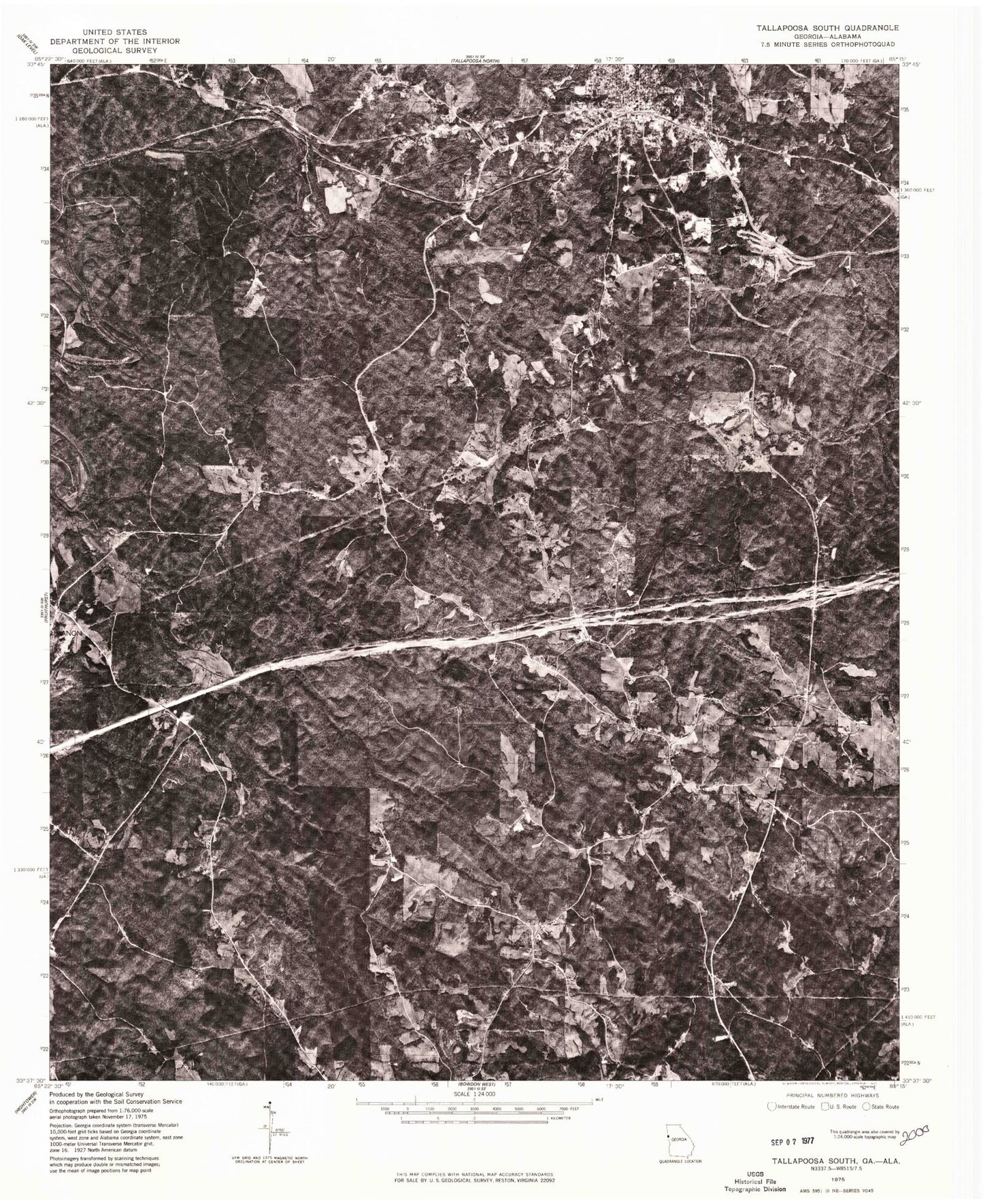 Classic USGS Tallapoosa South Georgia 7.5'x7.5' Topo Map Image