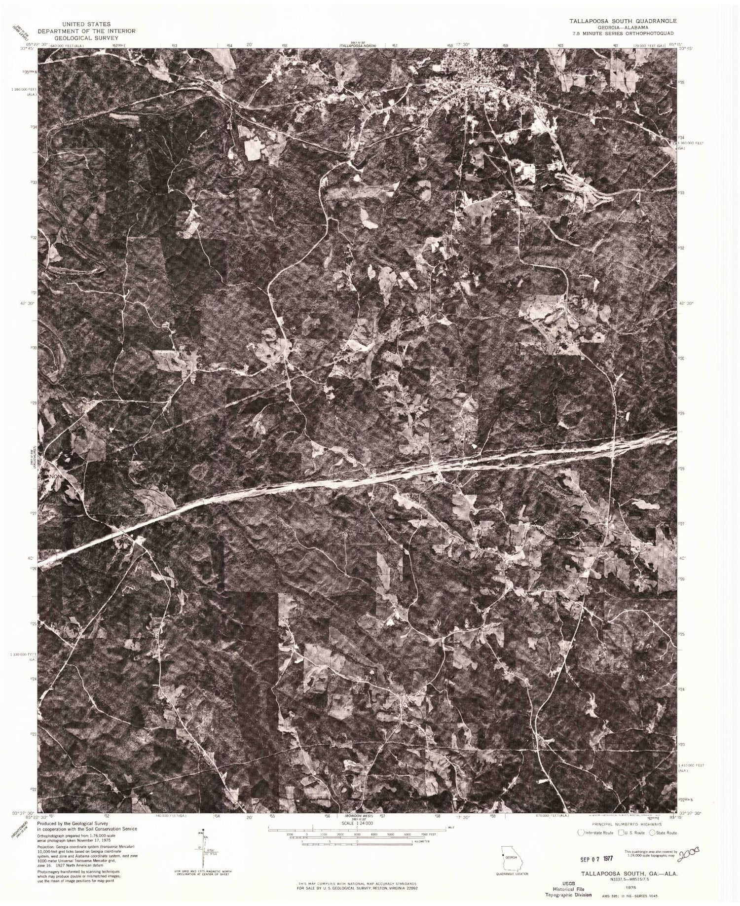 Classic USGS Tallapoosa South Georgia 7.5'x7.5' Topo Map Image