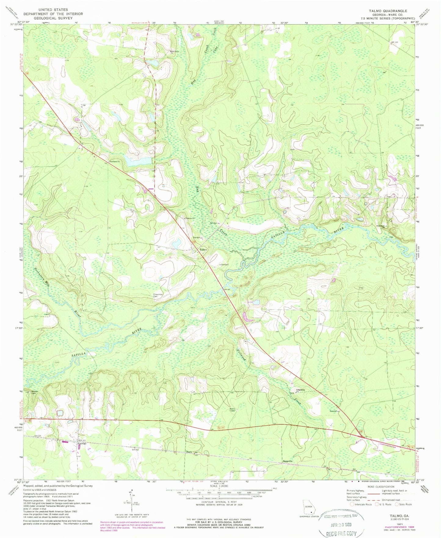 Classic USGS Talmo Georgia 7.5'x7.5' Topo Map Image