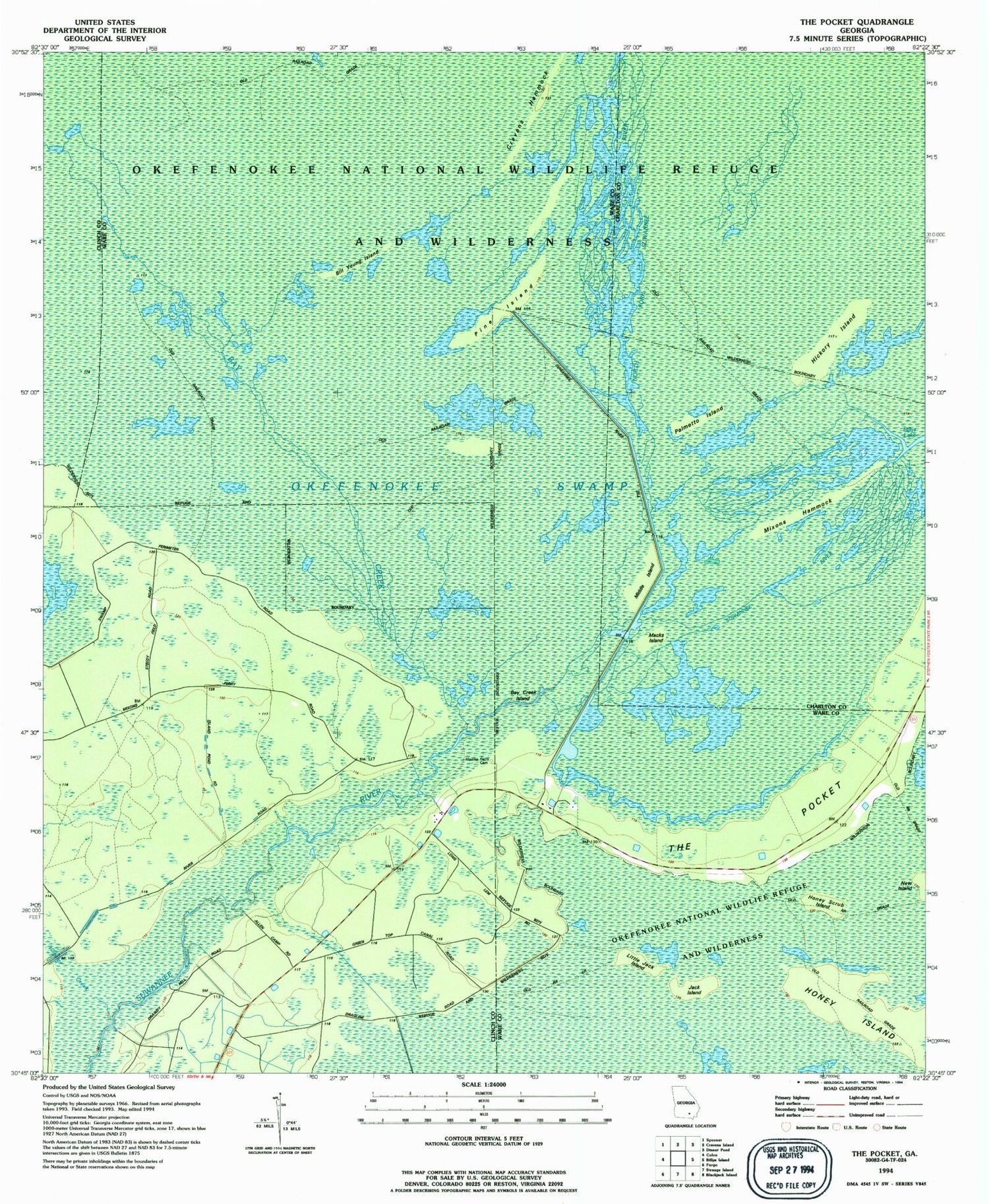 Classic USGS The Pocket Georgia 7.5'x7.5' Topo Map Image