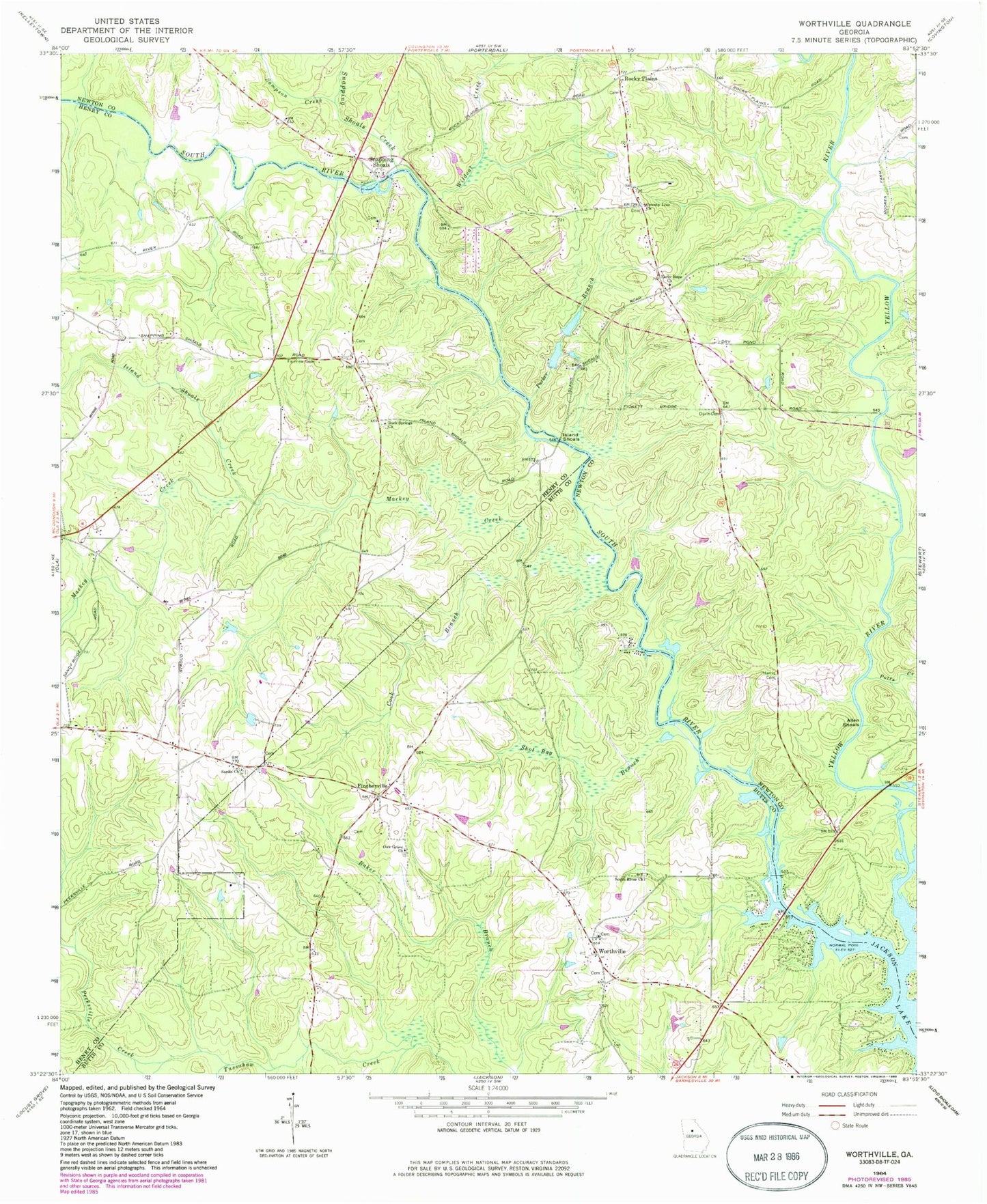 Classic USGS Worthville Georgia 7.5'x7.5' Topo Map Image