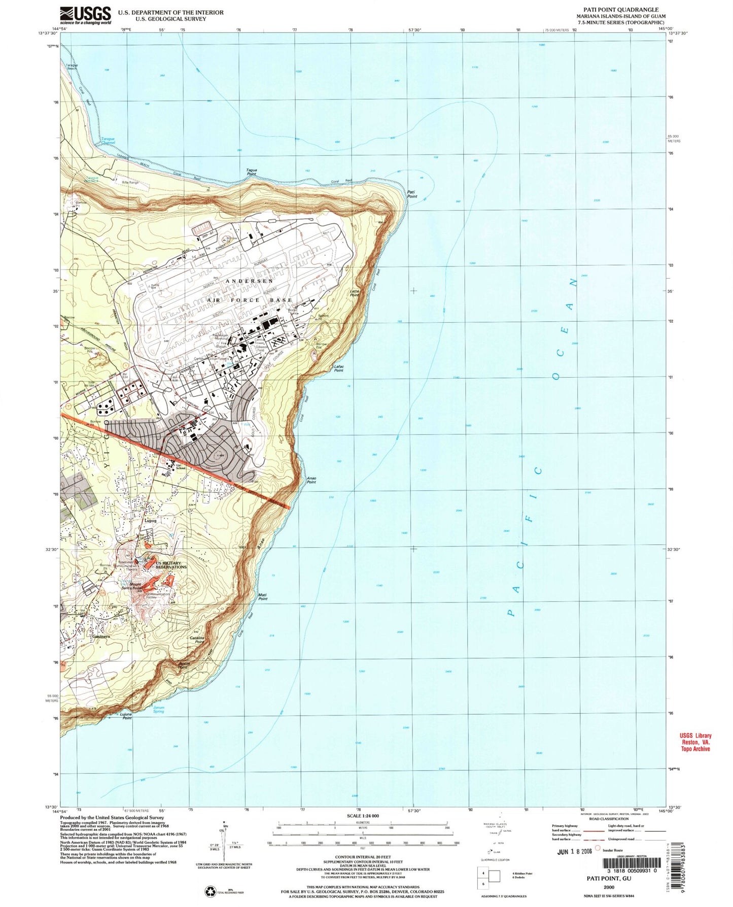 Classic USGS Pati Point Guam 7.5'x7.5' Topo Map Image