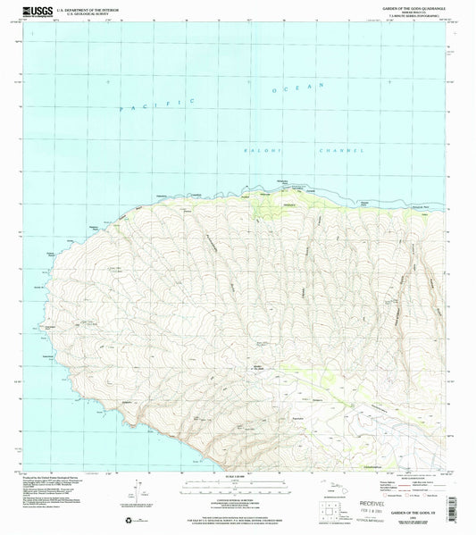 Classic USGS Garden of the Gods Hawaii 7.5'x7.5' Topo Map Image