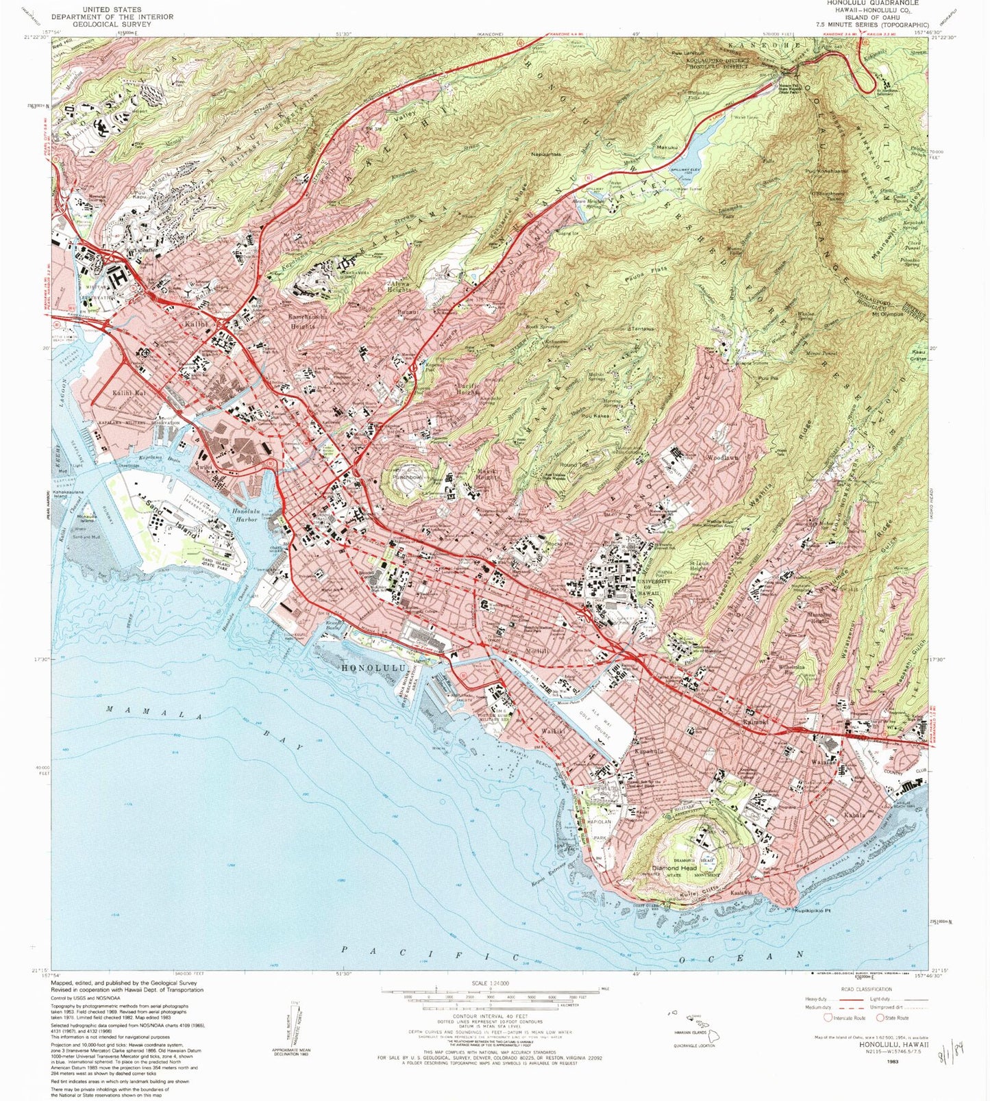 Classic USGS Napili Hawaii 7.5'x7.5' Topo Map Image