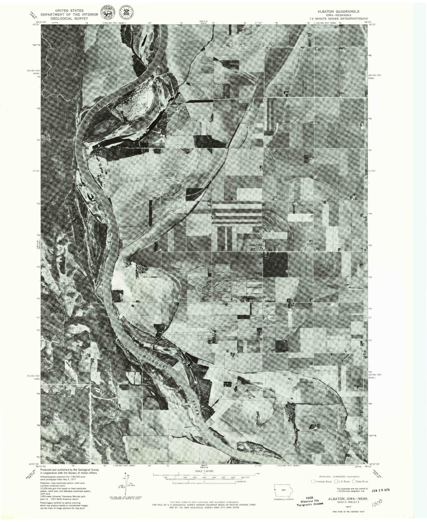 Classic USGS Albaton Iowa 7.5'x7.5' Topo Map Image