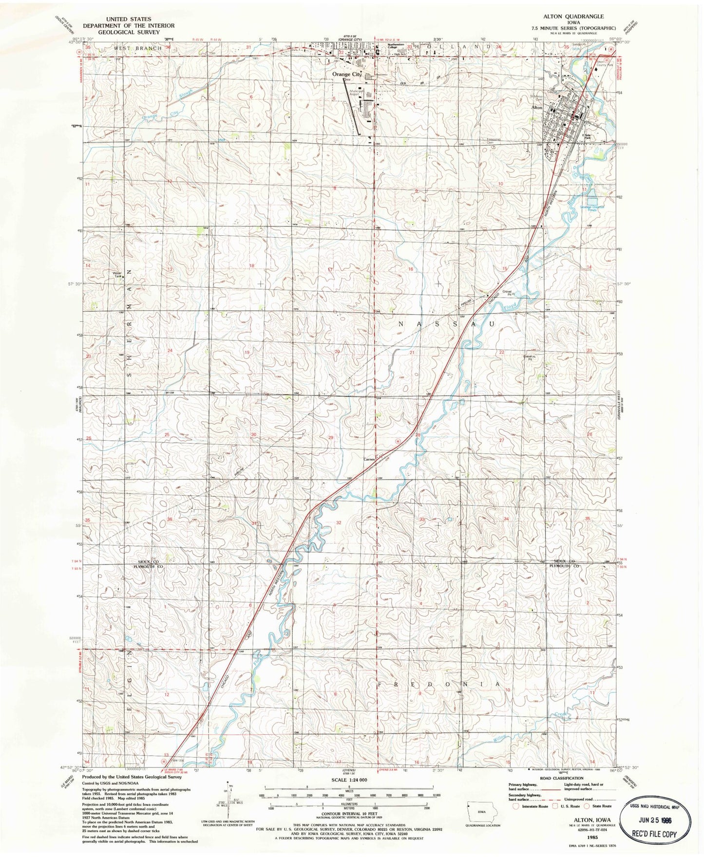 Classic USGS Alton Iowa 7.5'x7.5' Topo Map Image