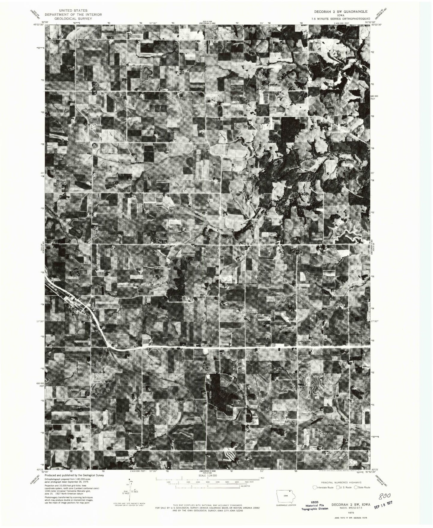 Classic USGS Ridgeway Iowa 7.5'x7.5' Topo Map Image
