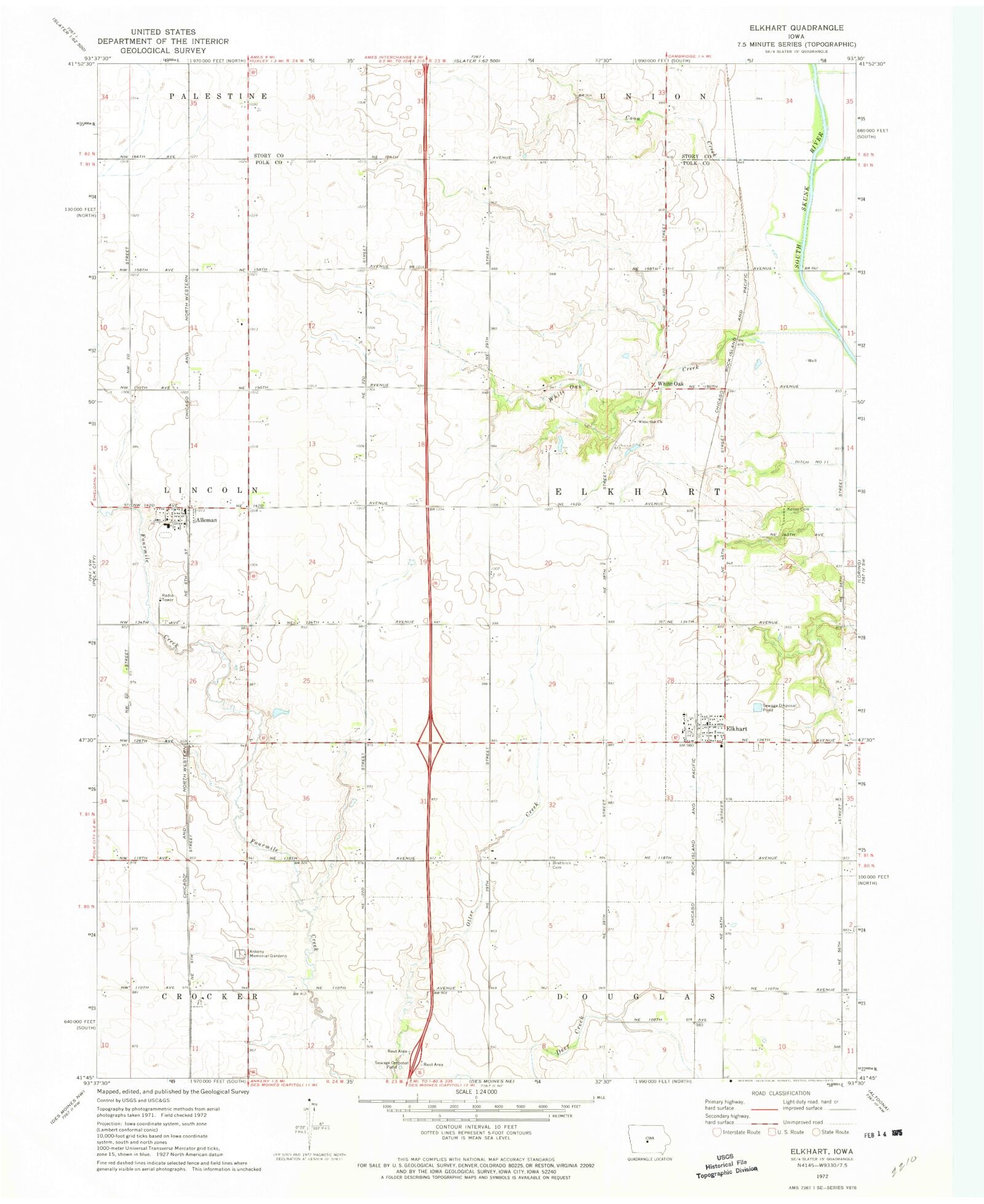 Classic USGS Elkhart Iowa 7.5'x7.5' Topo Map MyTopo Map Store