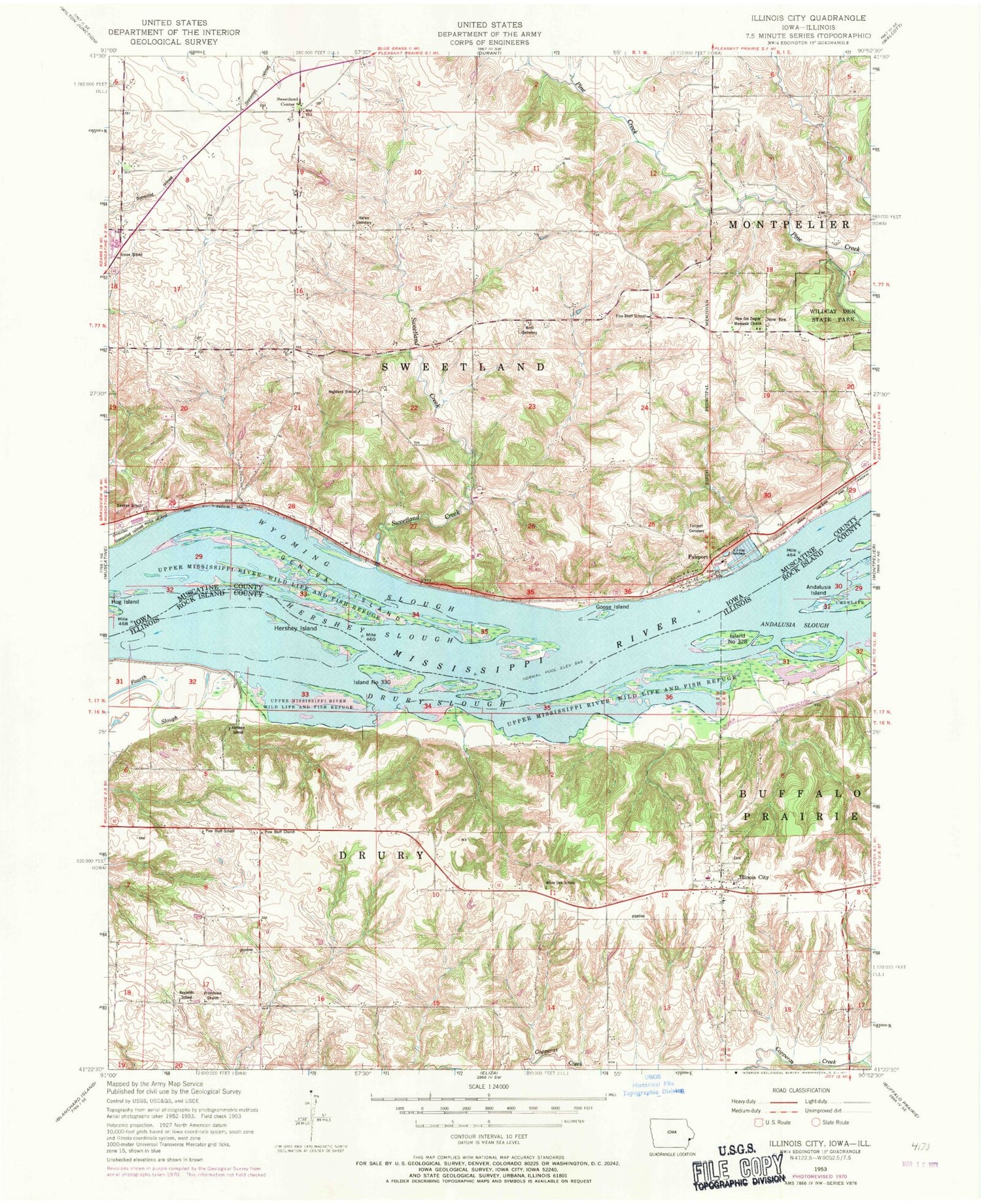 Classic USGS Illinois City Illinois 7.5'x7.5' Topo Map Image