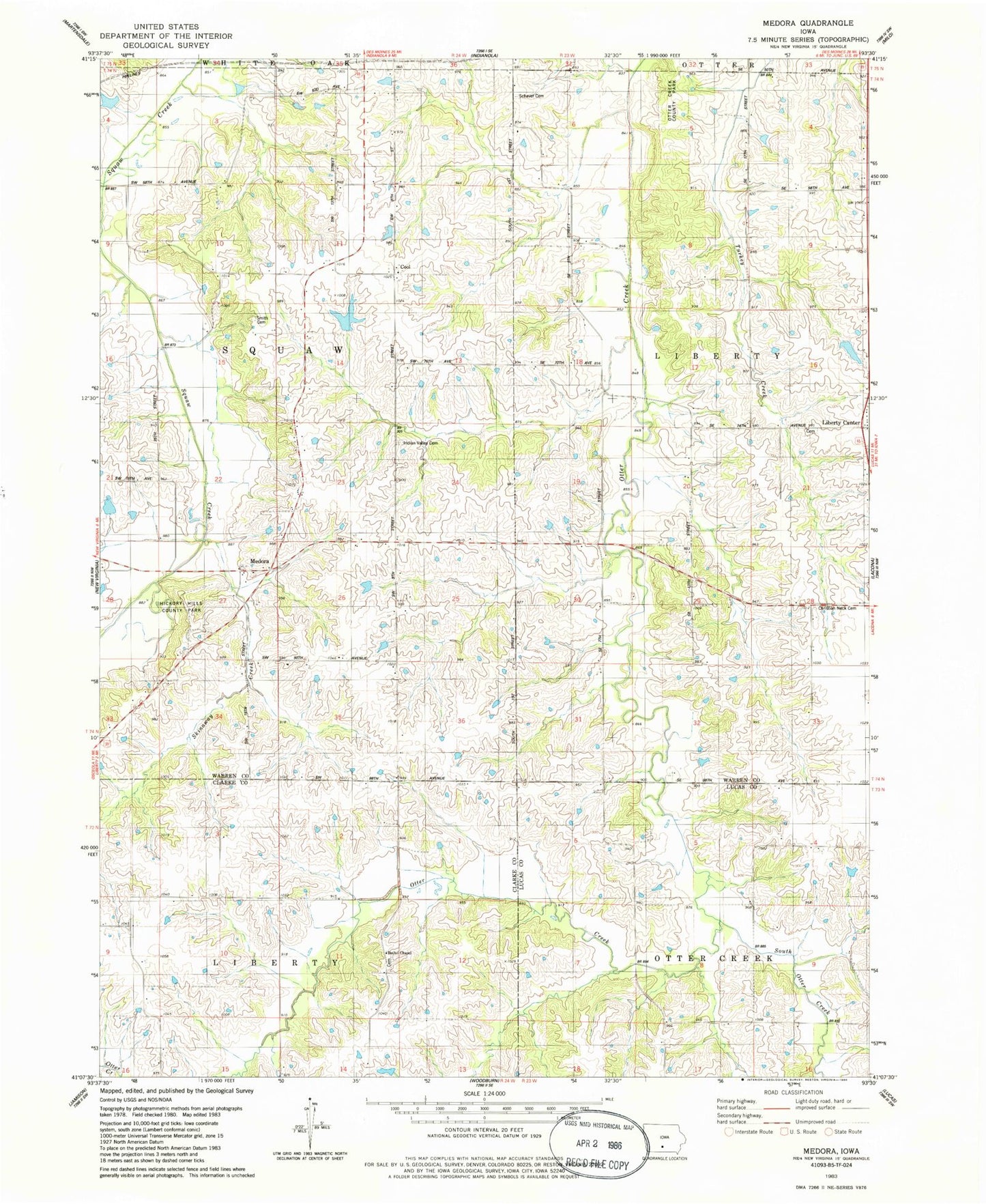 Classic USGS Medora Iowa 7.5'x7.5' Topo Map Image