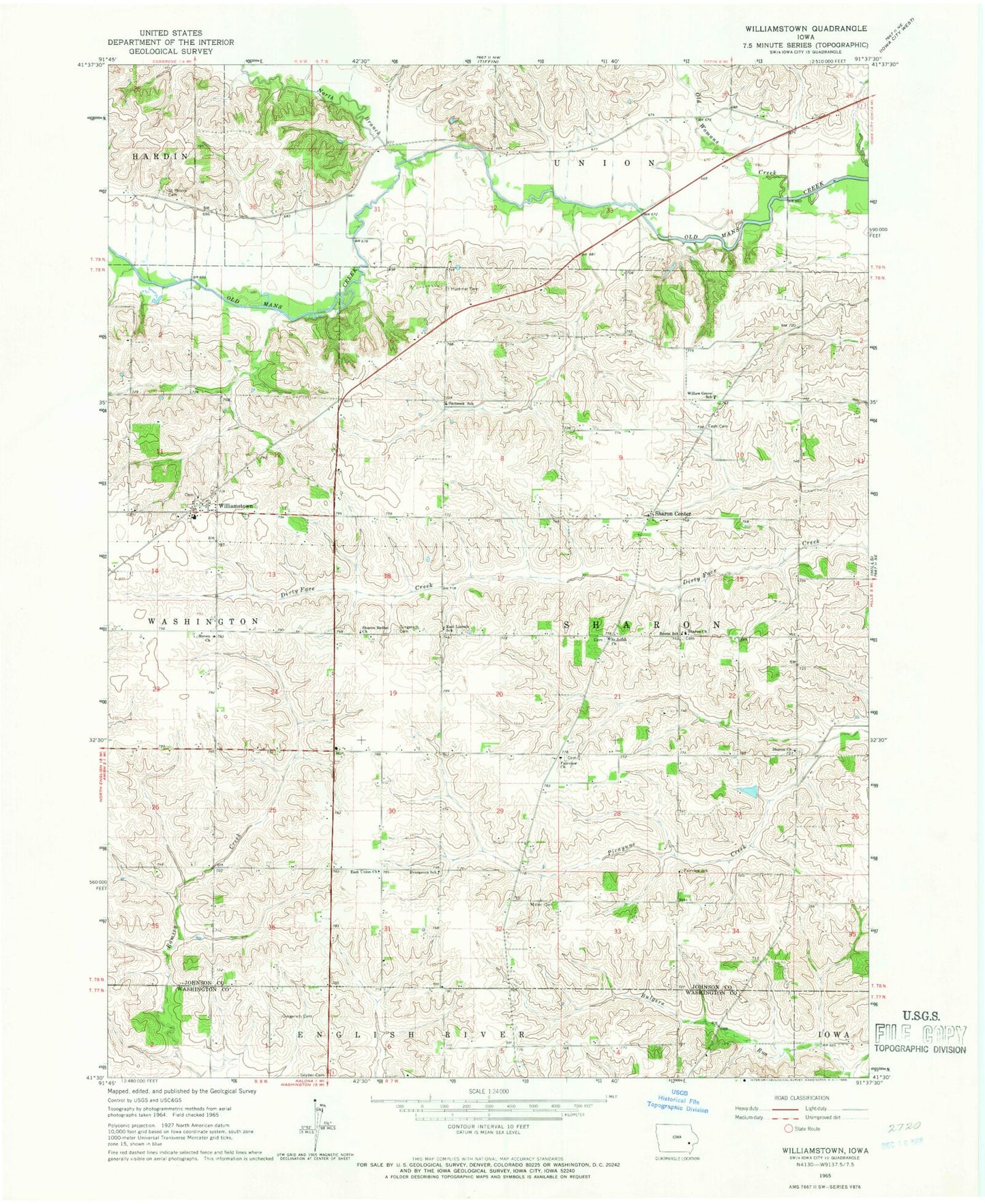 Classic USGS Frytown Iowa 7.5'x7.5' Topo Map Image