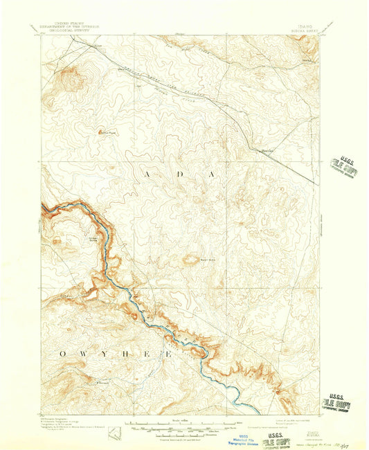 Historic 1894 Bisuka Idaho 30'x30' Topo Map Image
