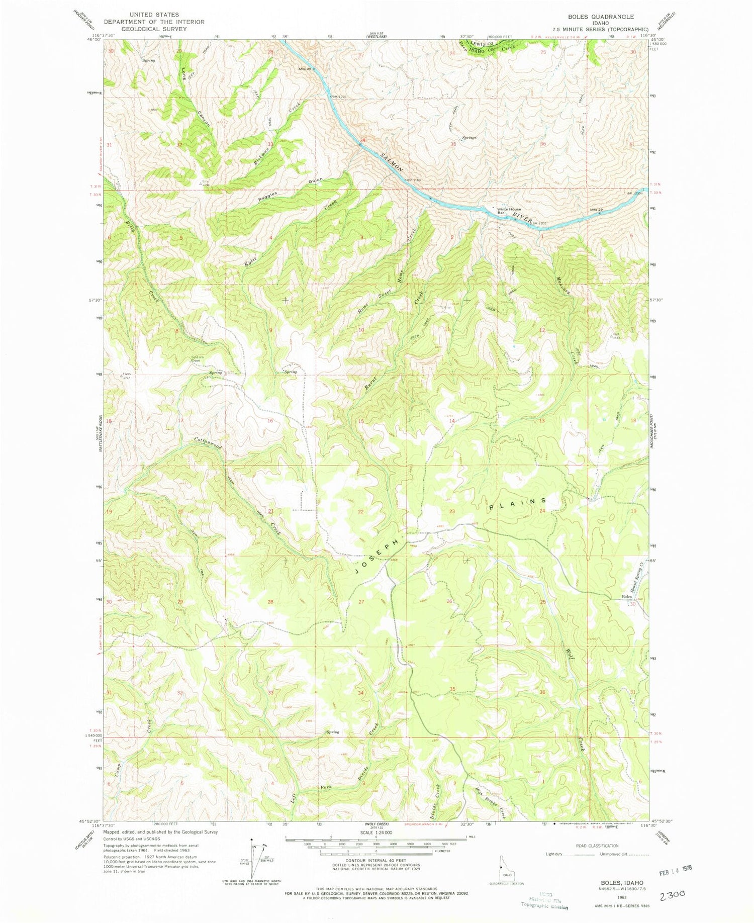Classic USGS Boles Idaho 7.5'x7.5' Topo Map Image