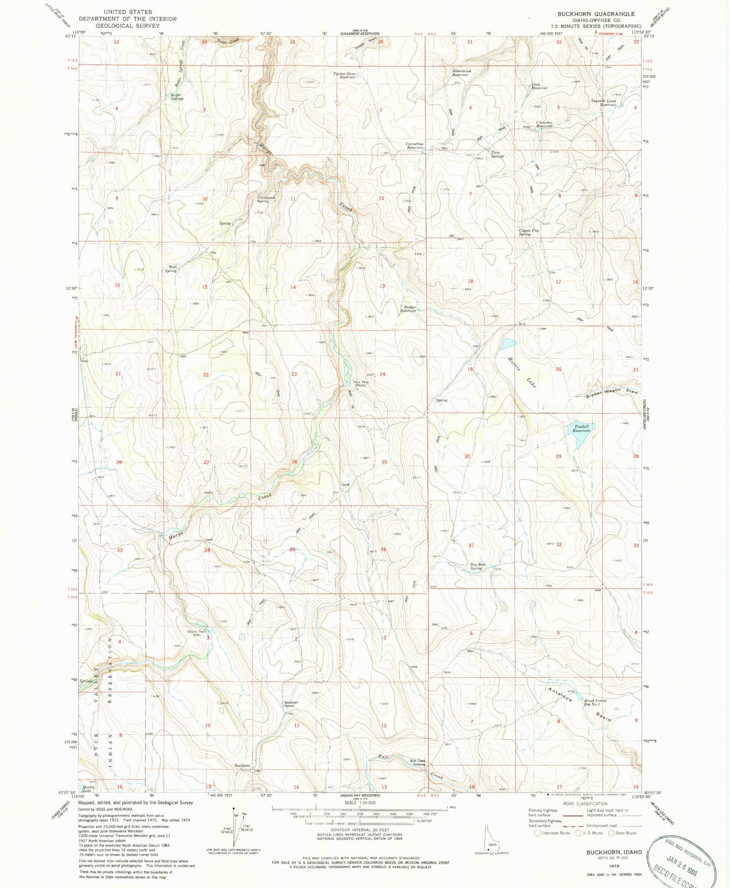Classic USGS Buckhorn Idaho 7.5'x7.5' Topo Map Image