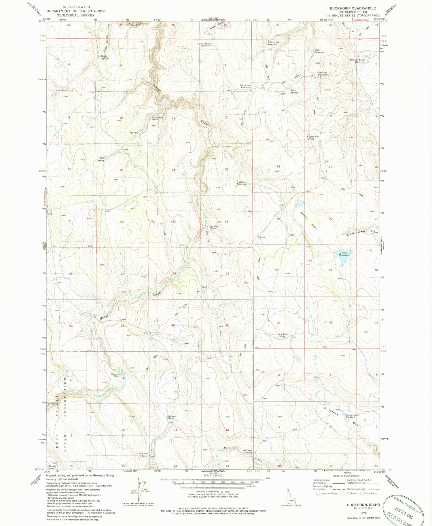 Classic USGS Buckhorn Idaho 7.5'x7.5' Topo Map Image