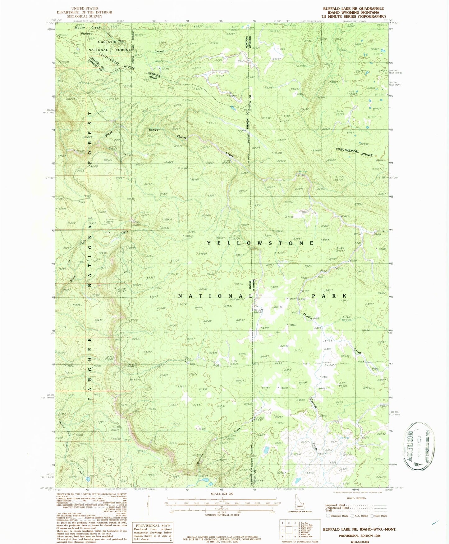 Classic USGS Buffalo Lake NE Idaho 7.5'x7.5' Topo Map Image