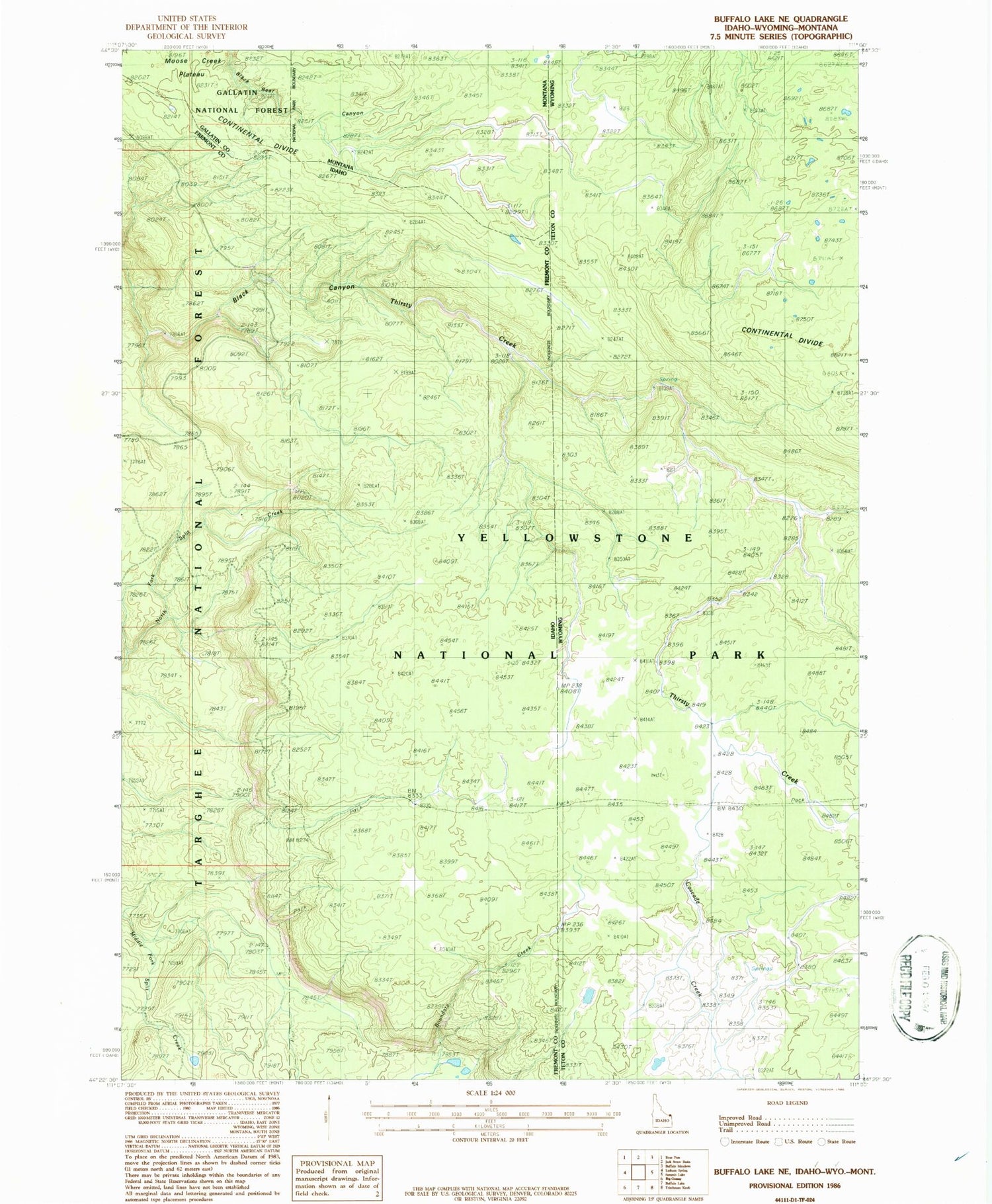 Classic USGS Buffalo Lake NE Idaho 7.5'x7.5' Topo Map Image