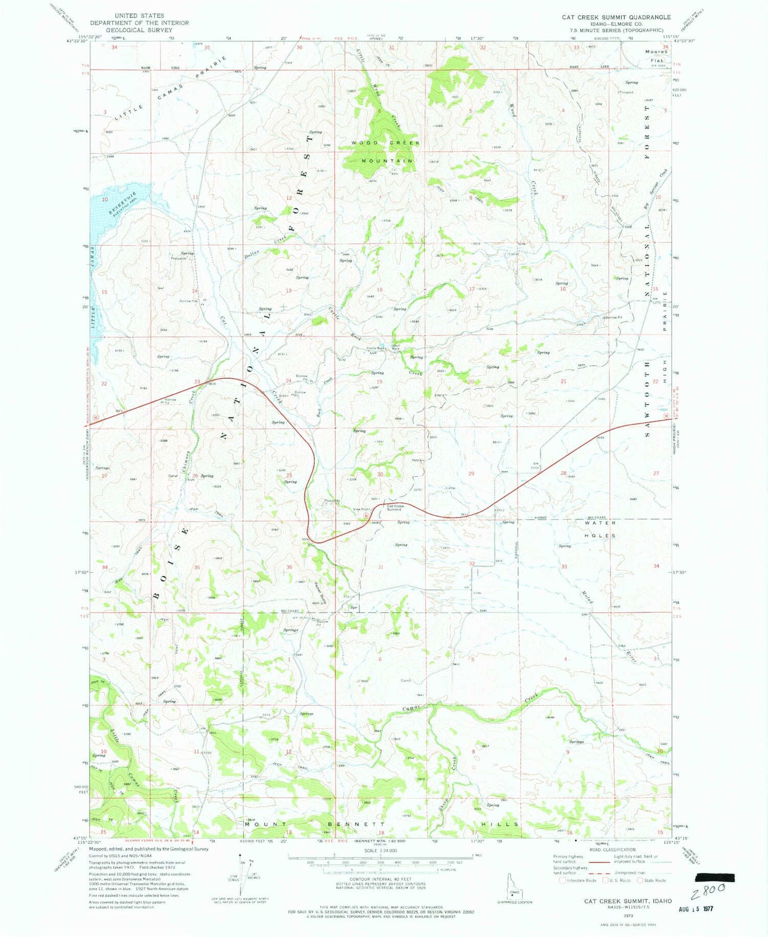 Classic USGS Cat Creek Summit Idaho 7.5'x7.5' Topo Map Image