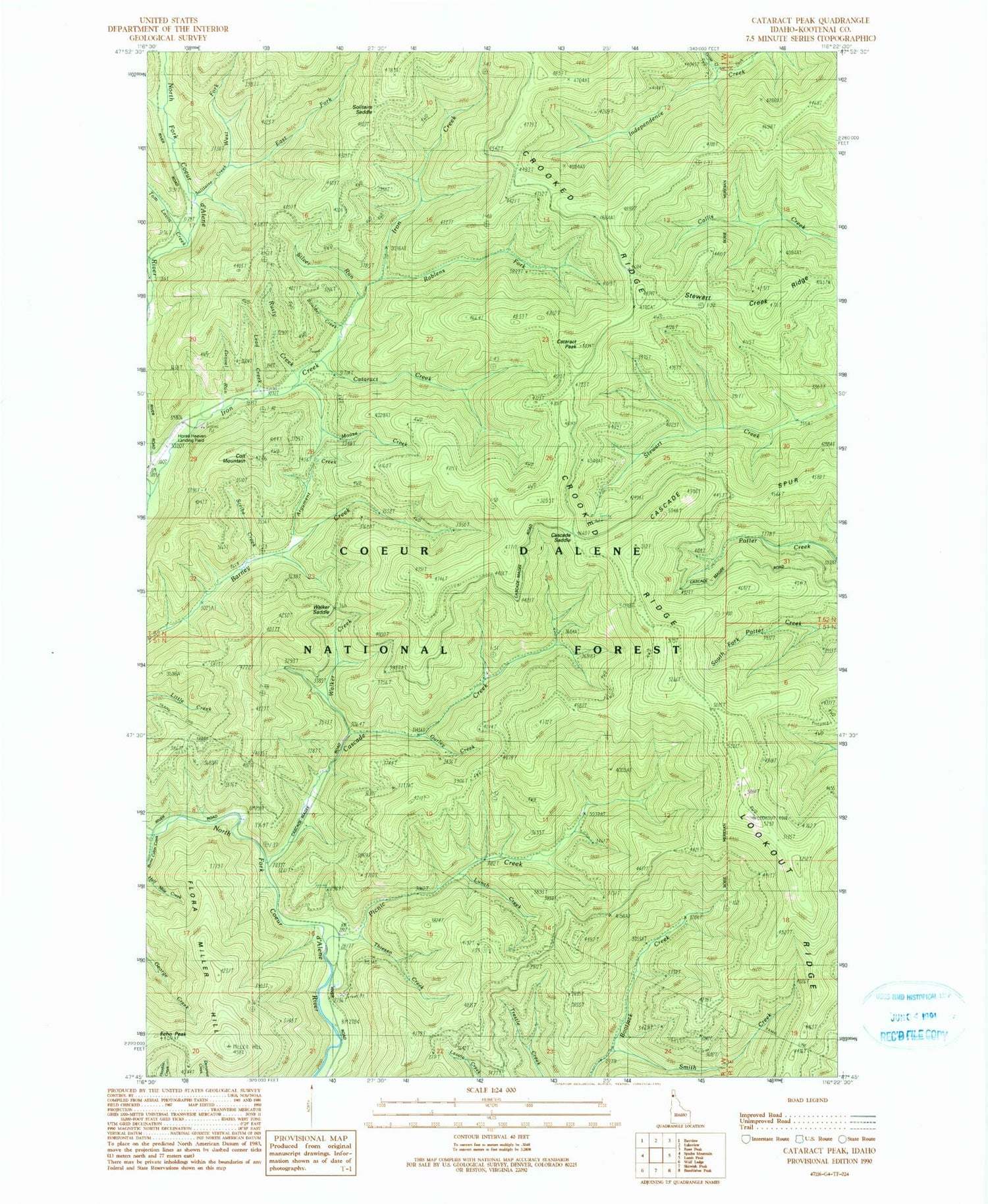 Classic USGS Cataract Peak Idaho 7.5'x7.5' Topo Map Image