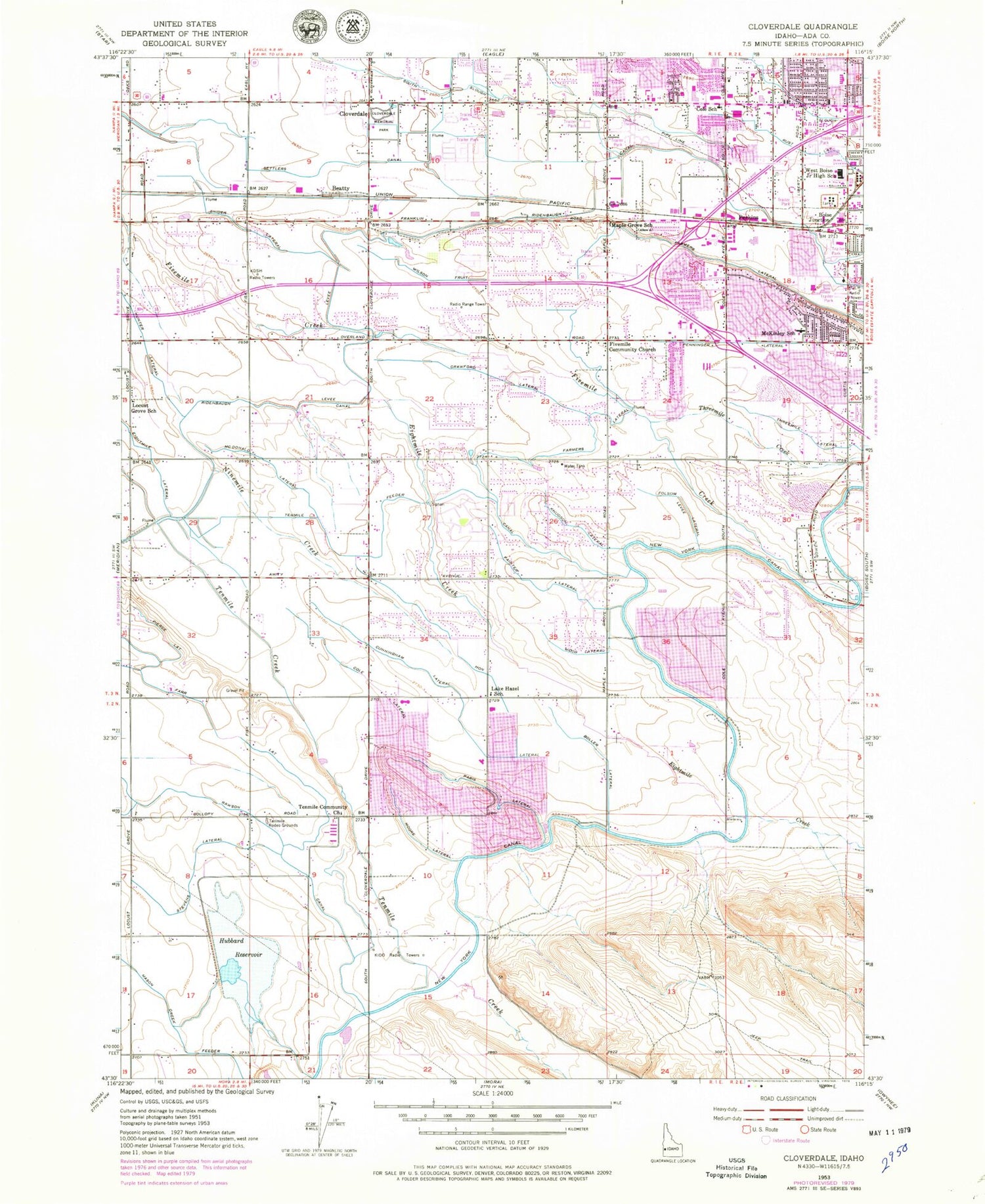 Classic USGS Cloverdale Idaho 7.5'x7.5' Topo Map Image