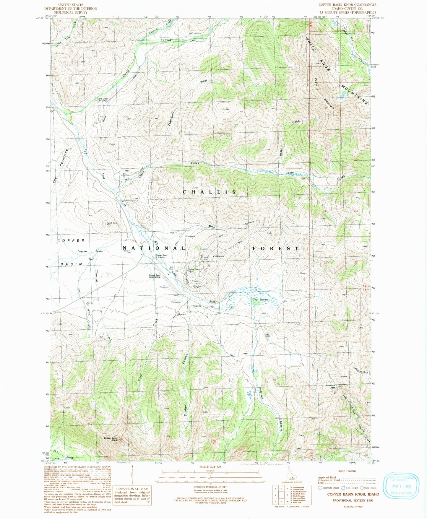 Classic USGS Copper Basin Knob Idaho 7.5'x7.5' Topo Map Image