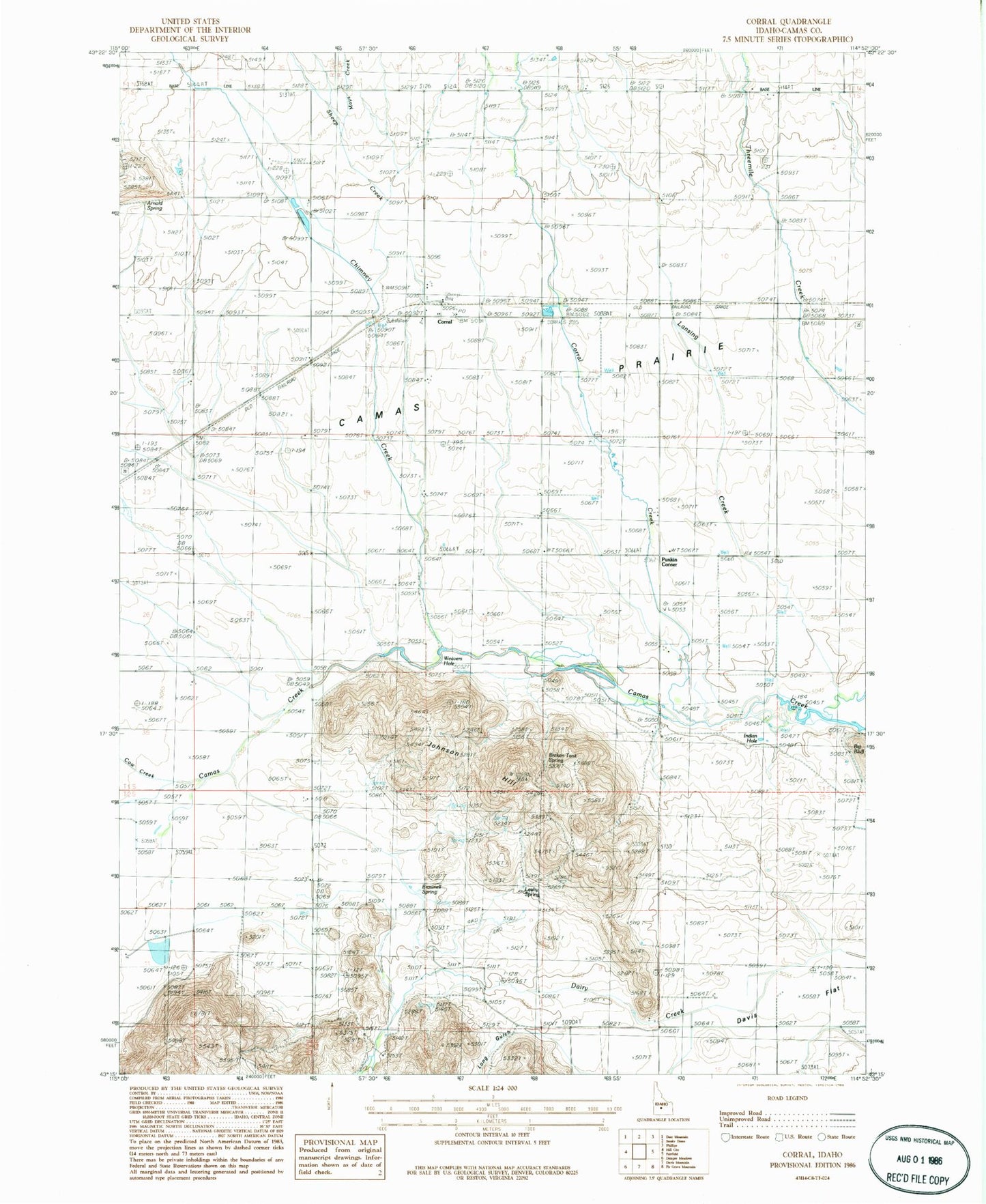 Classic USGS Corral Idaho 7.5'x7.5' Topo Map Image