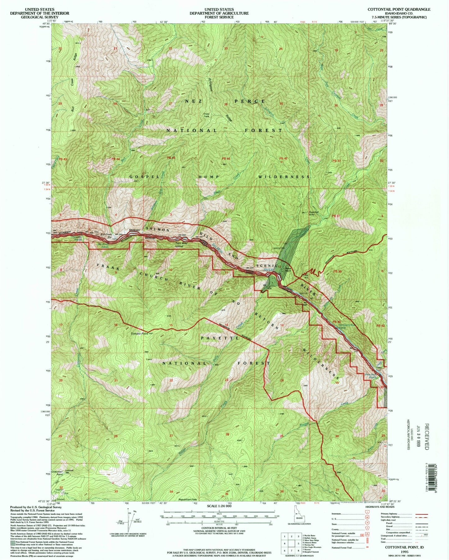 Classic USGS Cottontail Point Idaho 7.5'x7.5' Topo Map Image