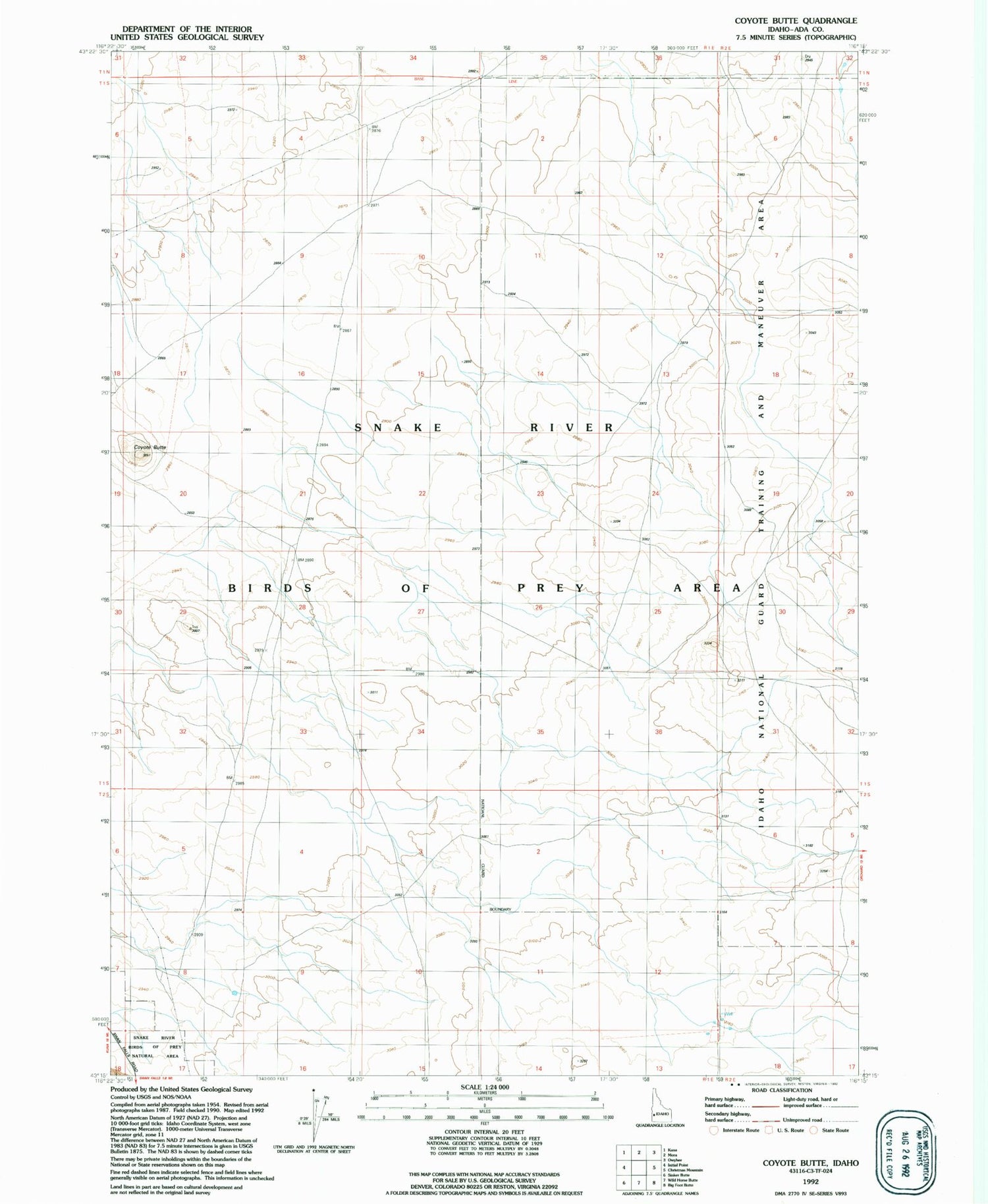Classic USGS Coyote Butte Idaho 7.5'x7.5' Topo Map Image